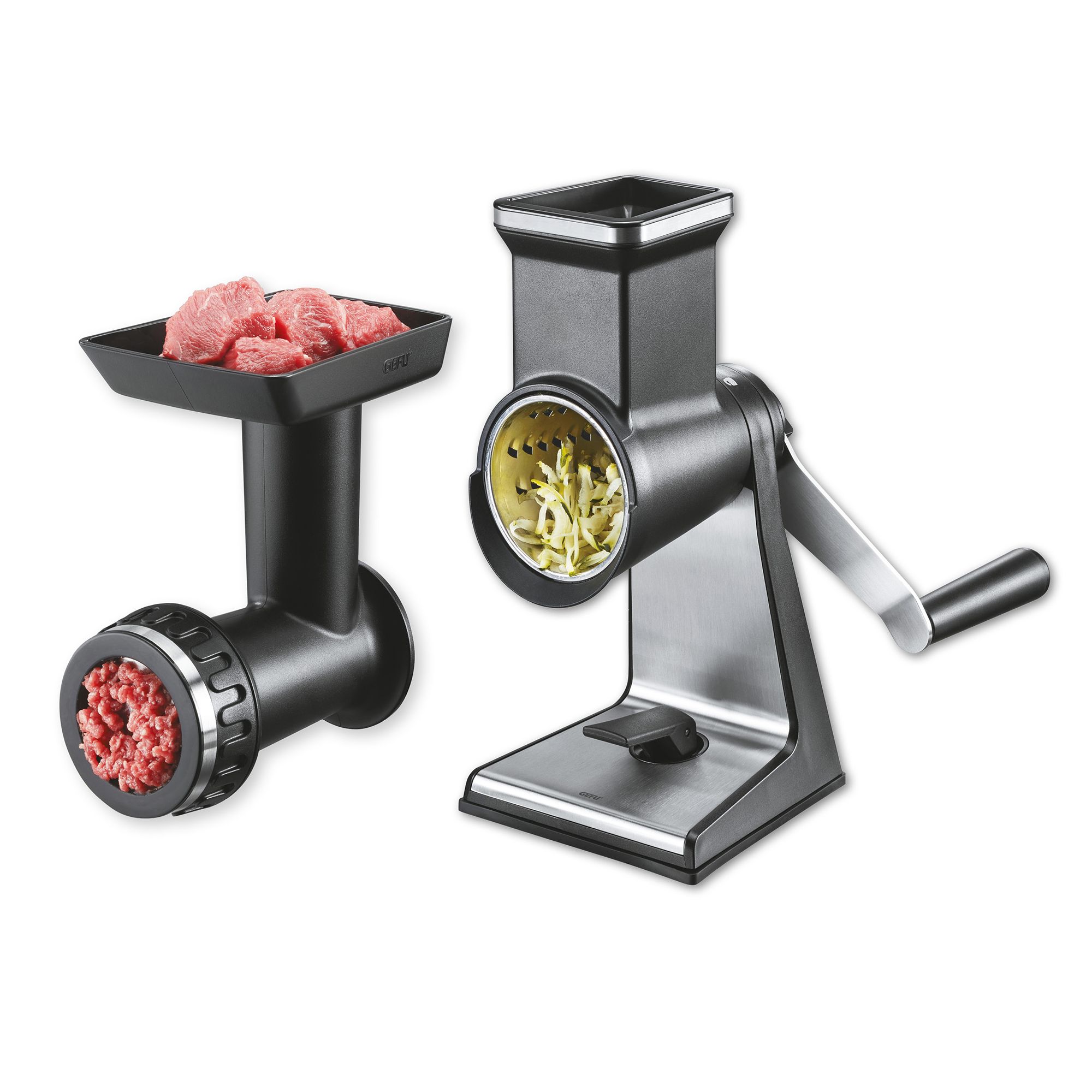  GEFU® TRANSFORMA® Set Trommelreibe und Fleischwolfvorsatz multifunktional