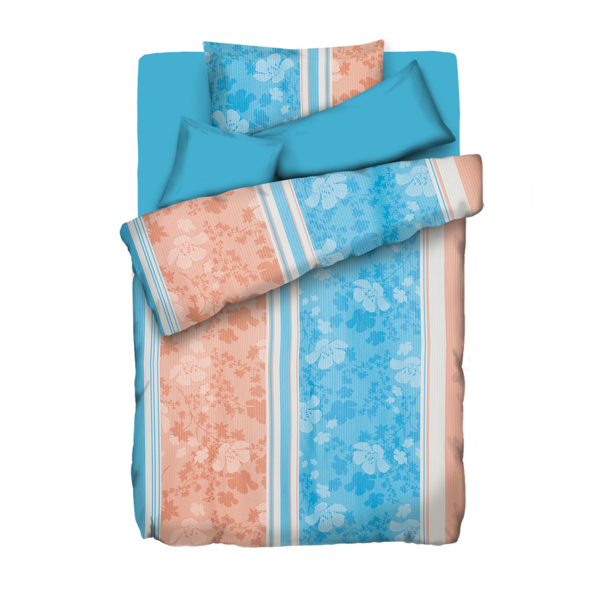 SOFT WAVE Bettwäsche Grafik & Ranken Mikrofaser Seersucker Einzelbett, 5tlg.