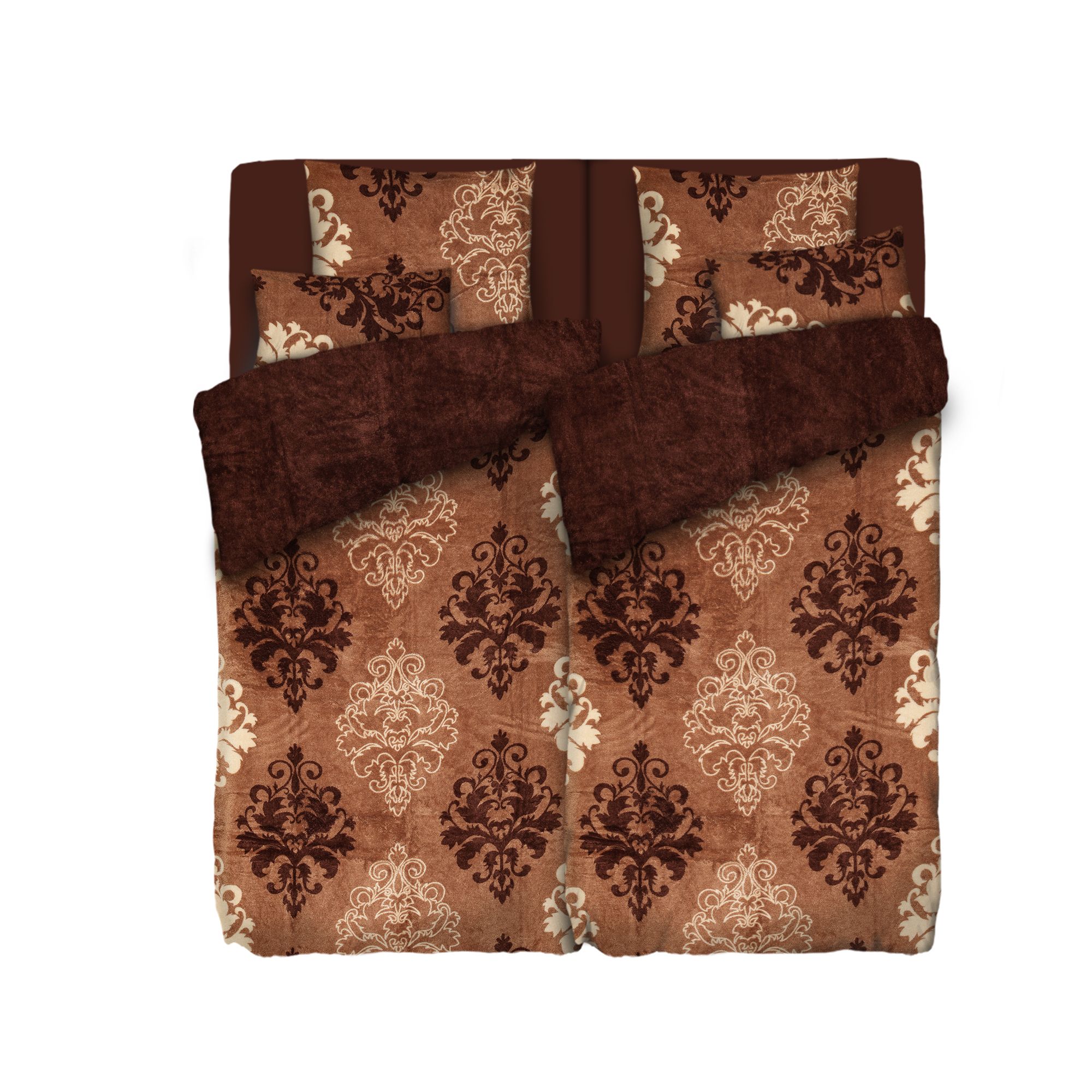 BADIZIO Classic Wendebettwäsche Ornamente Mikrofaser Plüsch Doppelbett, 8tlg.