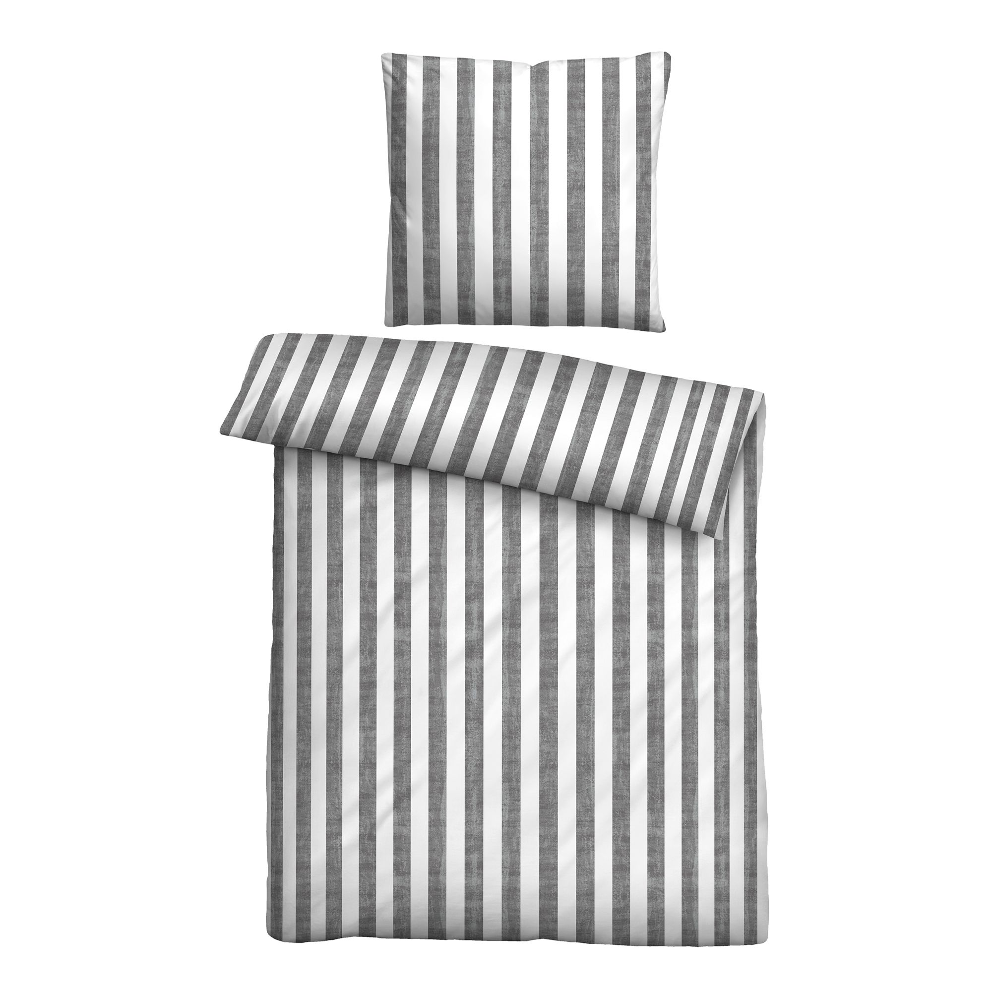 biberna® Bettwäsche Längsstreifen Baumwoll Seersucker Einzelbett, 2tlg.