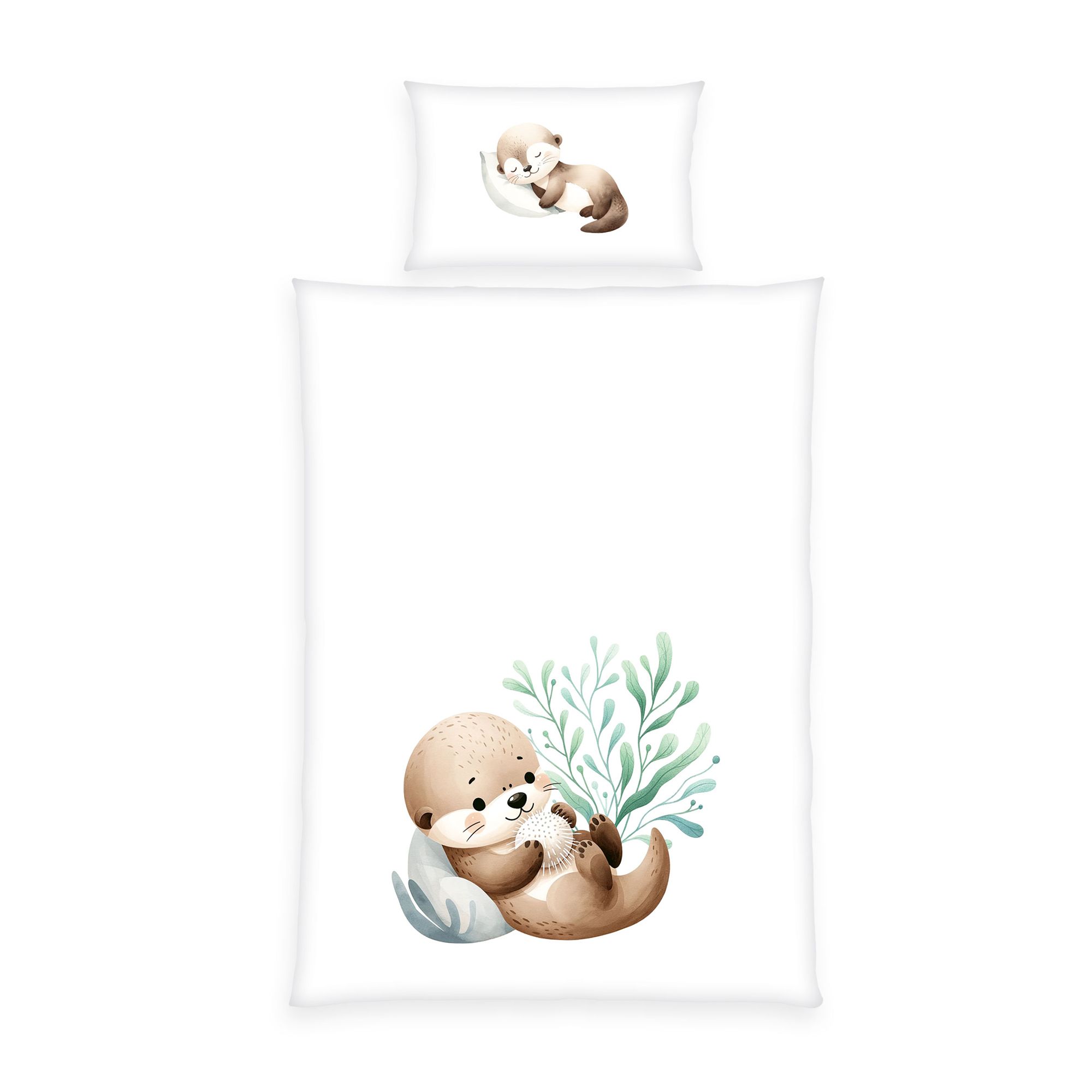 babybest® Wendebettwäsche Schnuffel-Otter Baumwoll Renforcé Einzelbett, 2tlg.