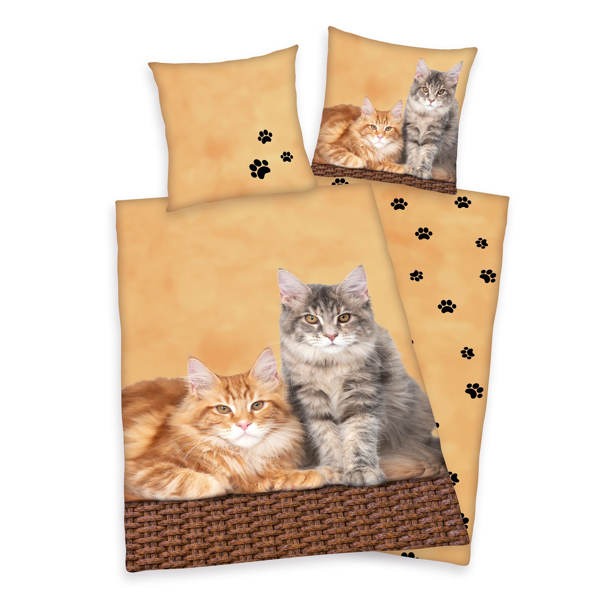 HERDING Wendebettwäsche Katzenkinder Baumwoll Renforcé Einzelbett, 2tlg.
