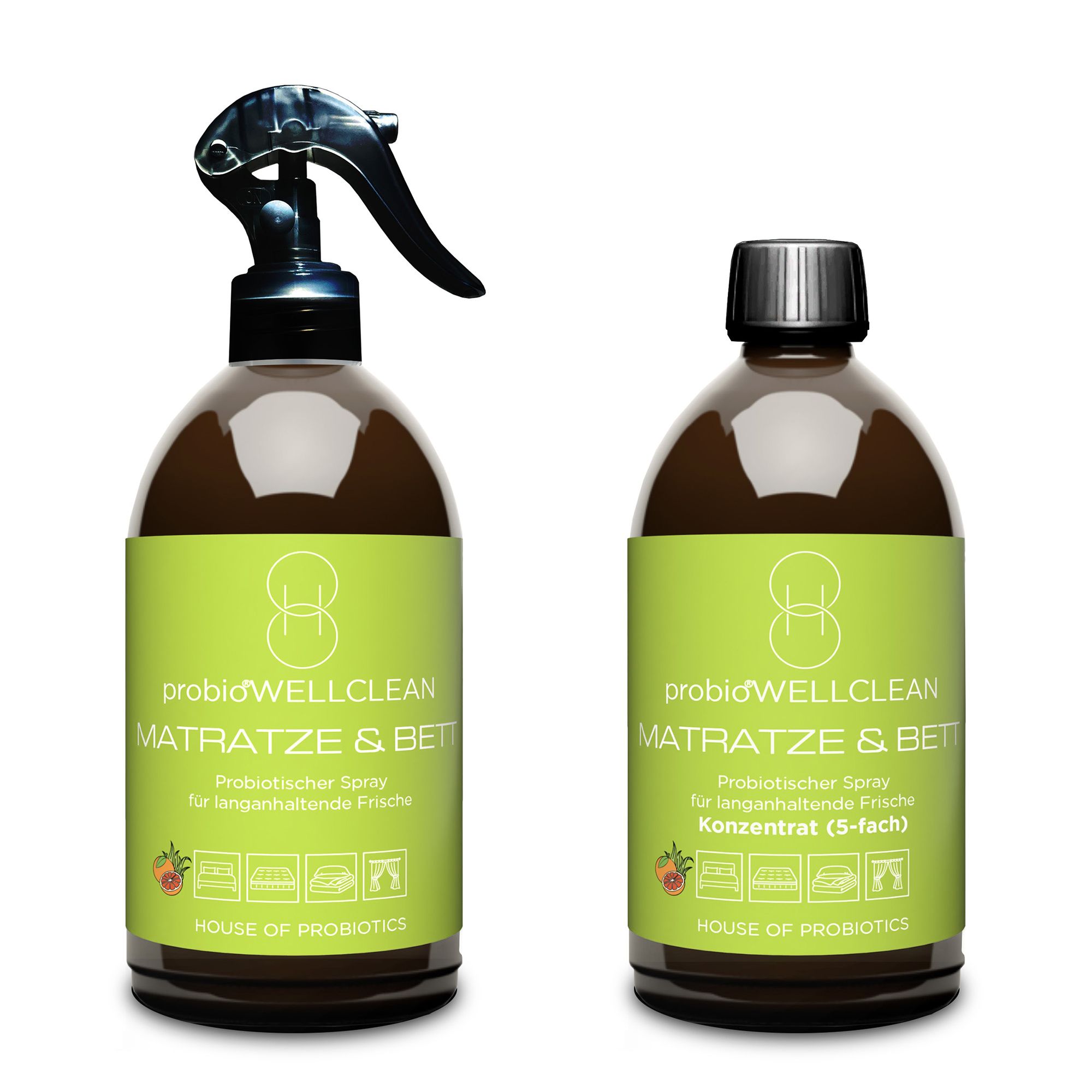  probioWELLCLEAN Matratzen & Bettspray mit Probiotik 500ml Fertiglösung + 500ml Konzentrat
