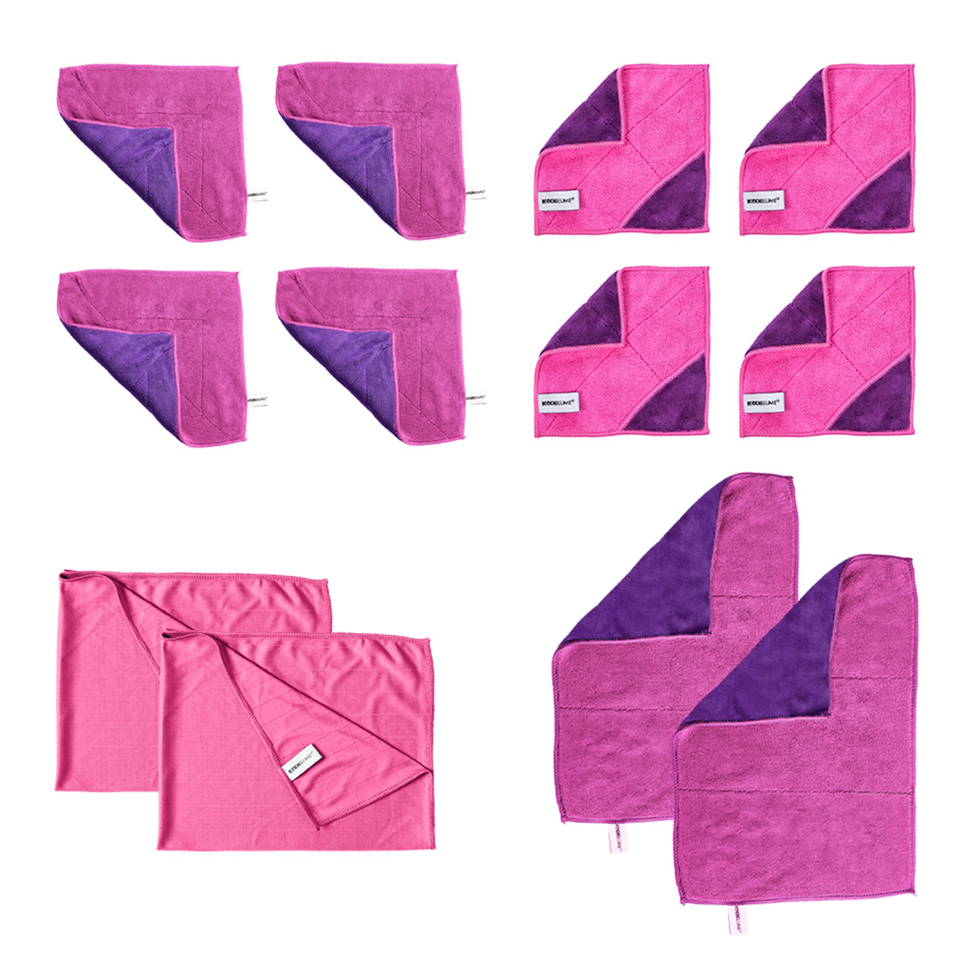 KOCHBLUME® Mikrofasertuch-Set Reinigungstücher verschiedene Größen 12-teilig