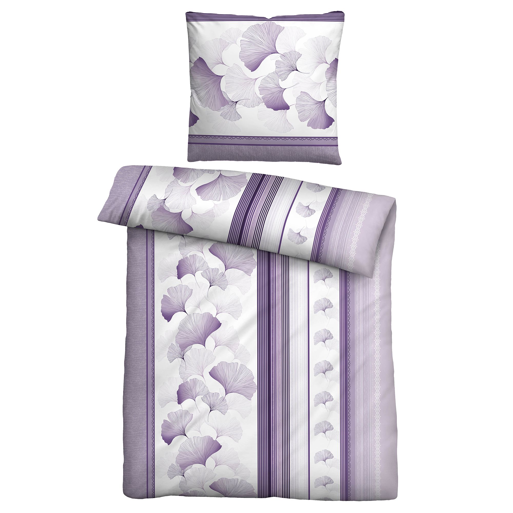 biberna® Bettwäsche Gingko Mako-Satin Einzelbett, 2tlg.