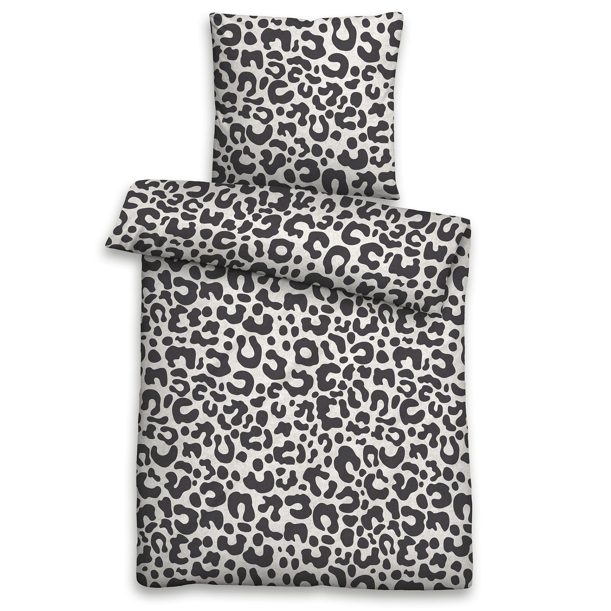biberna® Bettwäsche Leo-Design Baumwoll Flanell Einzelbett, 2tlg.