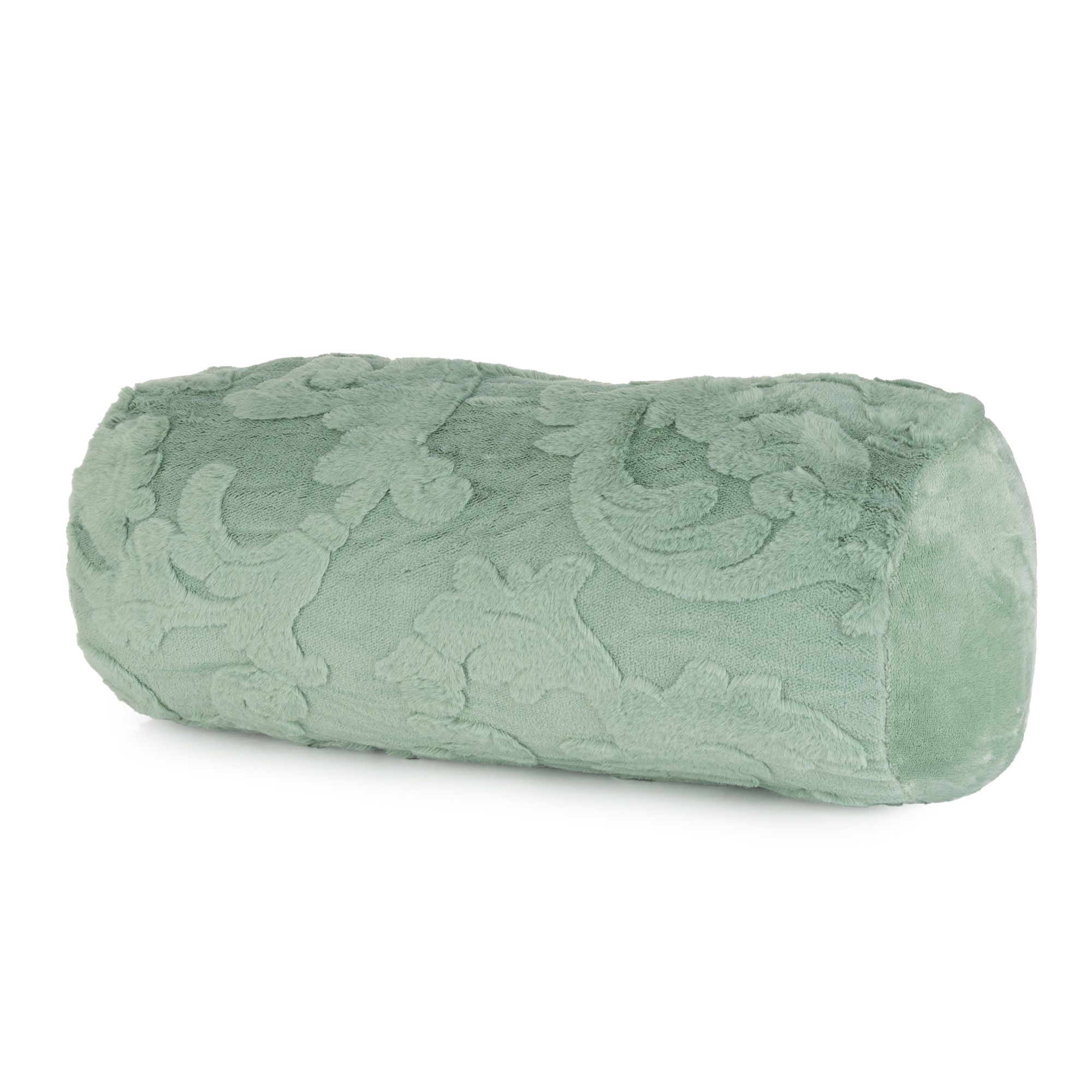 MONT CHALET gefüllte Nackenrolle Jacquard-Fellimitat Mikrofaser Chinchilla waschbar, ca. 25x50cm