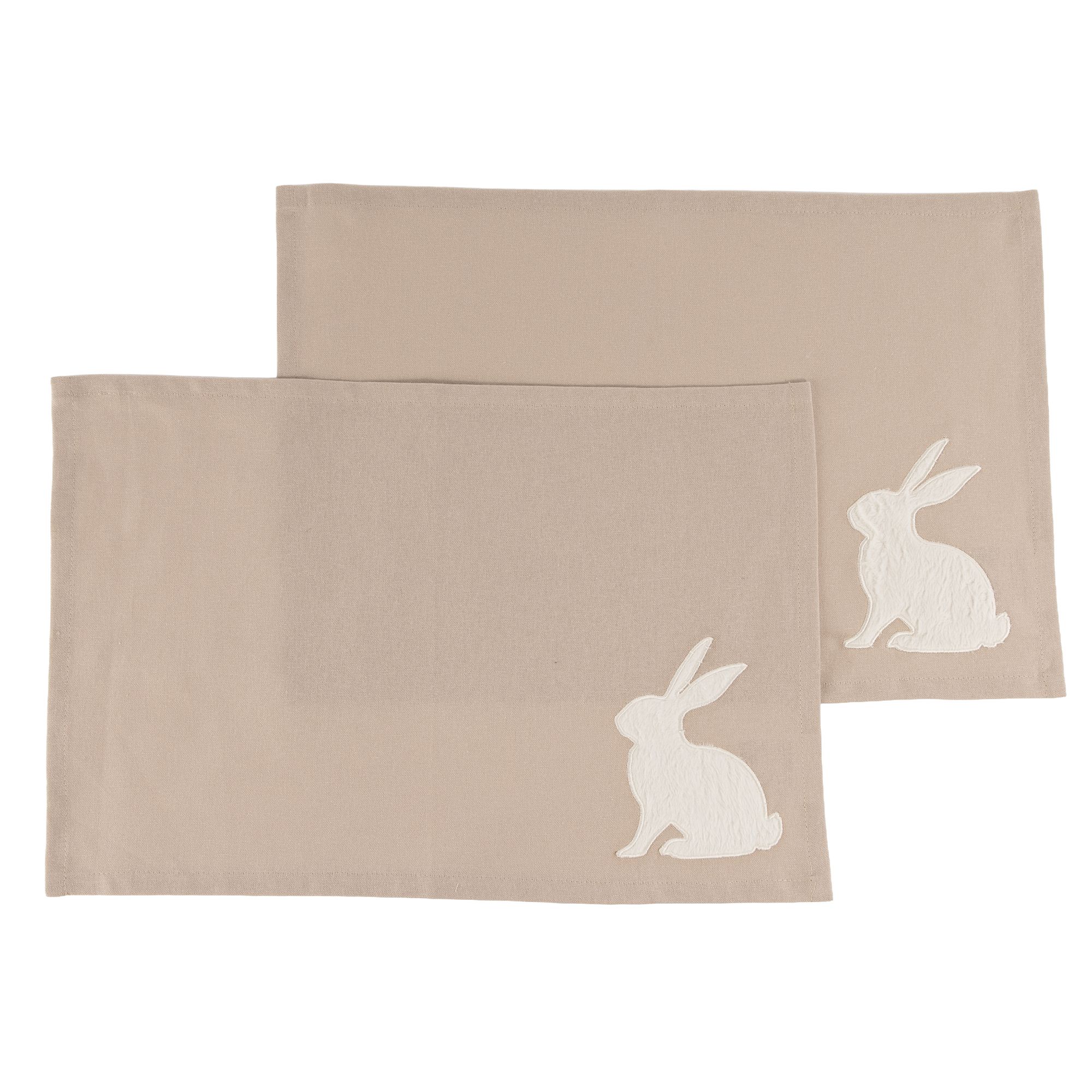 MONT CHALET Tisch-Sets, 2er-Set Hase Fell-Applikation 100% Baumwolle waschbar, ca. 30x45cm