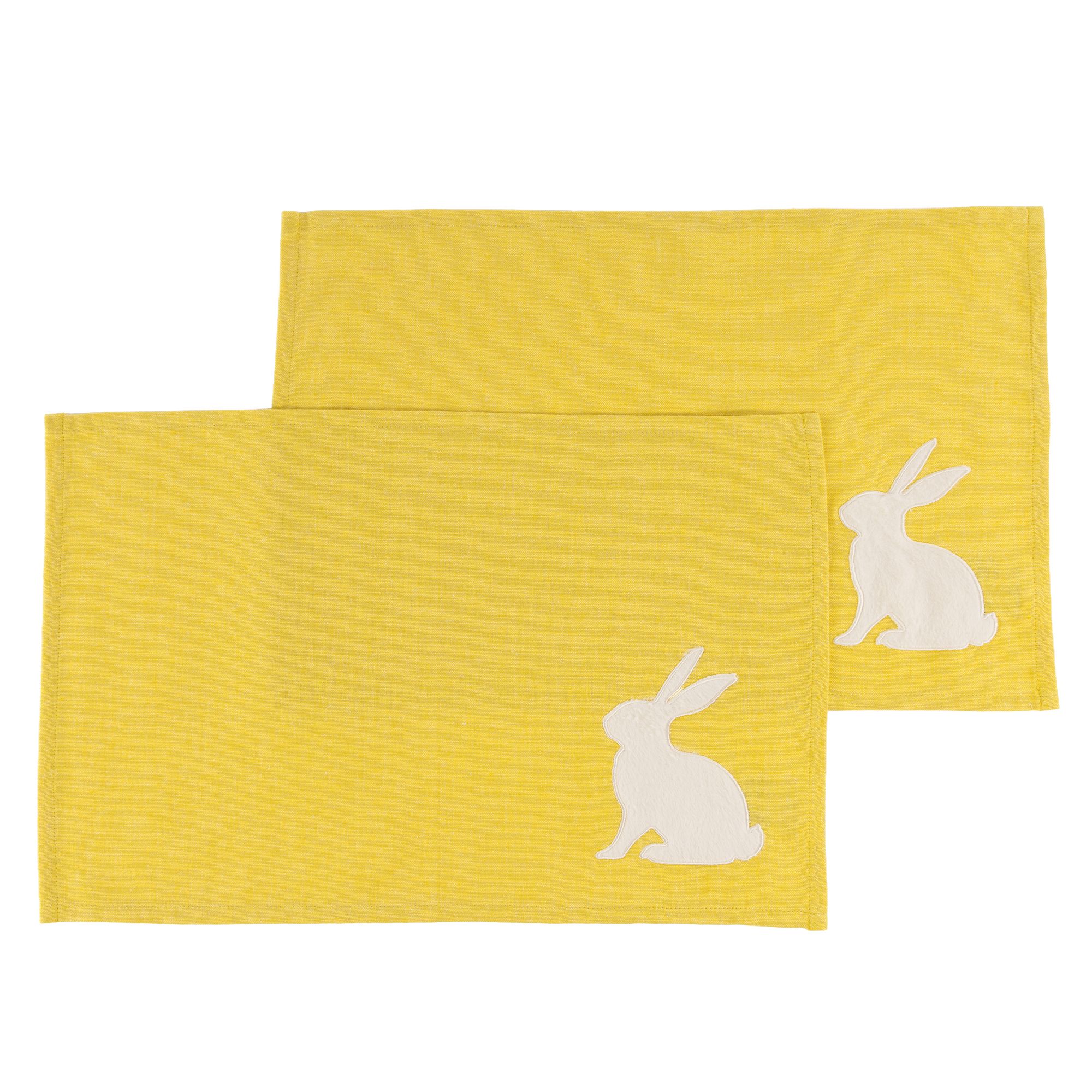 MONT CHALET Tisch-Sets, 2er-Set Hase Fell-Applikation 100% Baumwolle waschbar, ca. 30x45cm