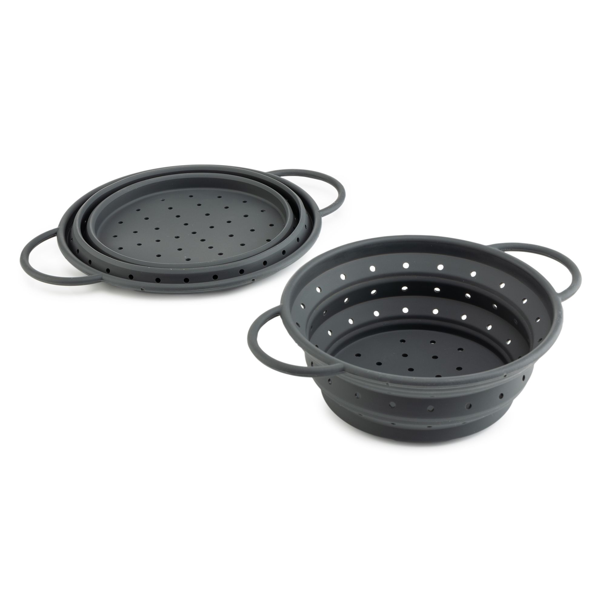 COOLINATO Sieb-Set 2tlg. aus Platin-Silikon faltbar Ø 20 & 24cm