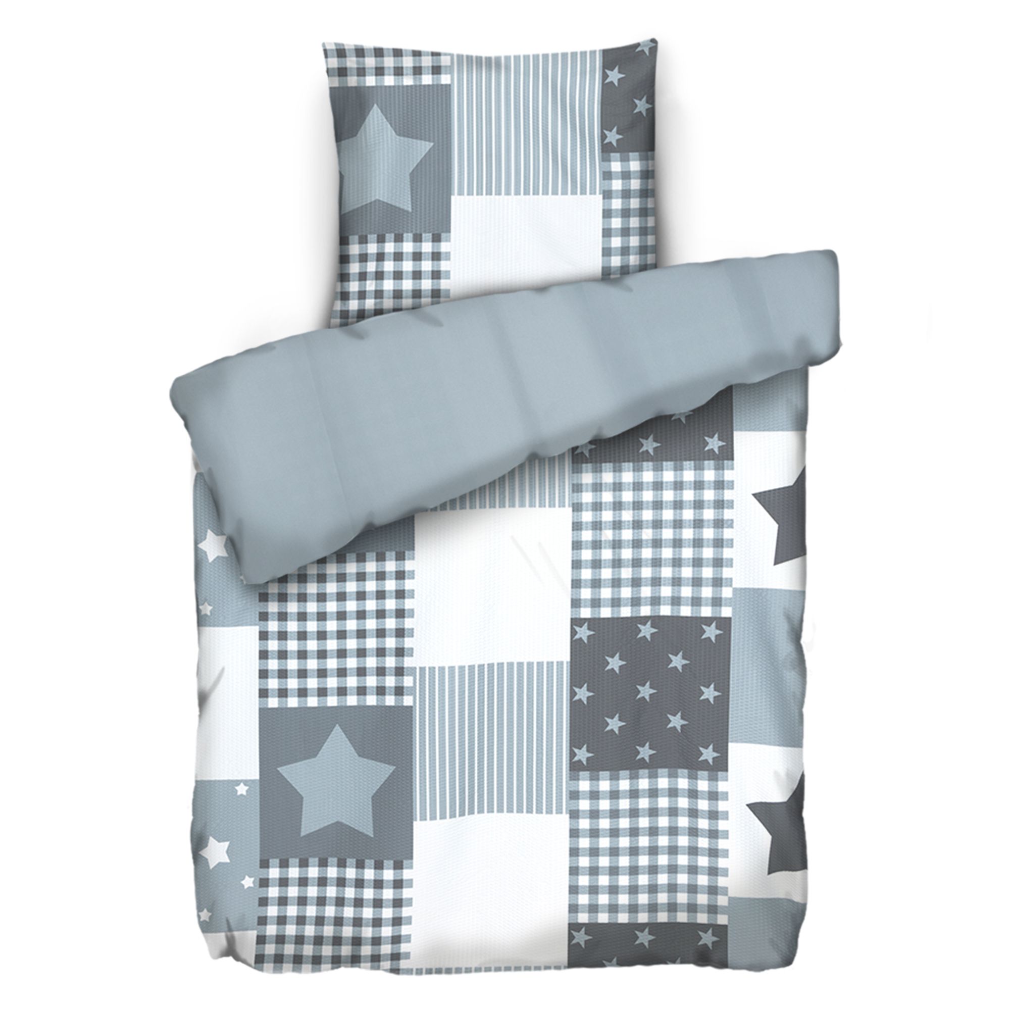SOFT WAVE Bettwäsche Grafik mit Sternen Mikrofaser Seersucker Einzelbett, 2tlg.