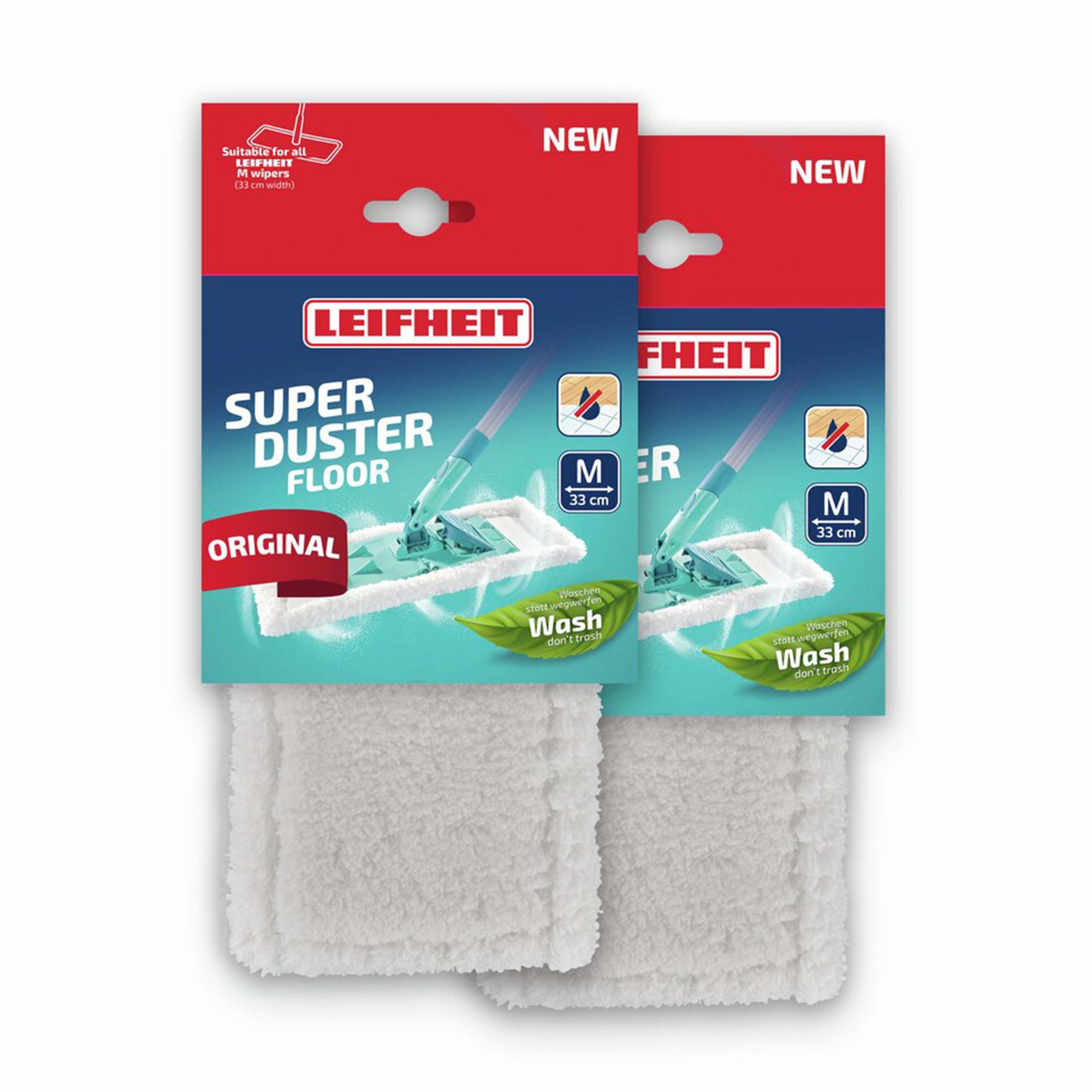 LEIFHEIT 2er Set Staubbezug SUPERDUSTER Floor M waschbar wiederverwendbar