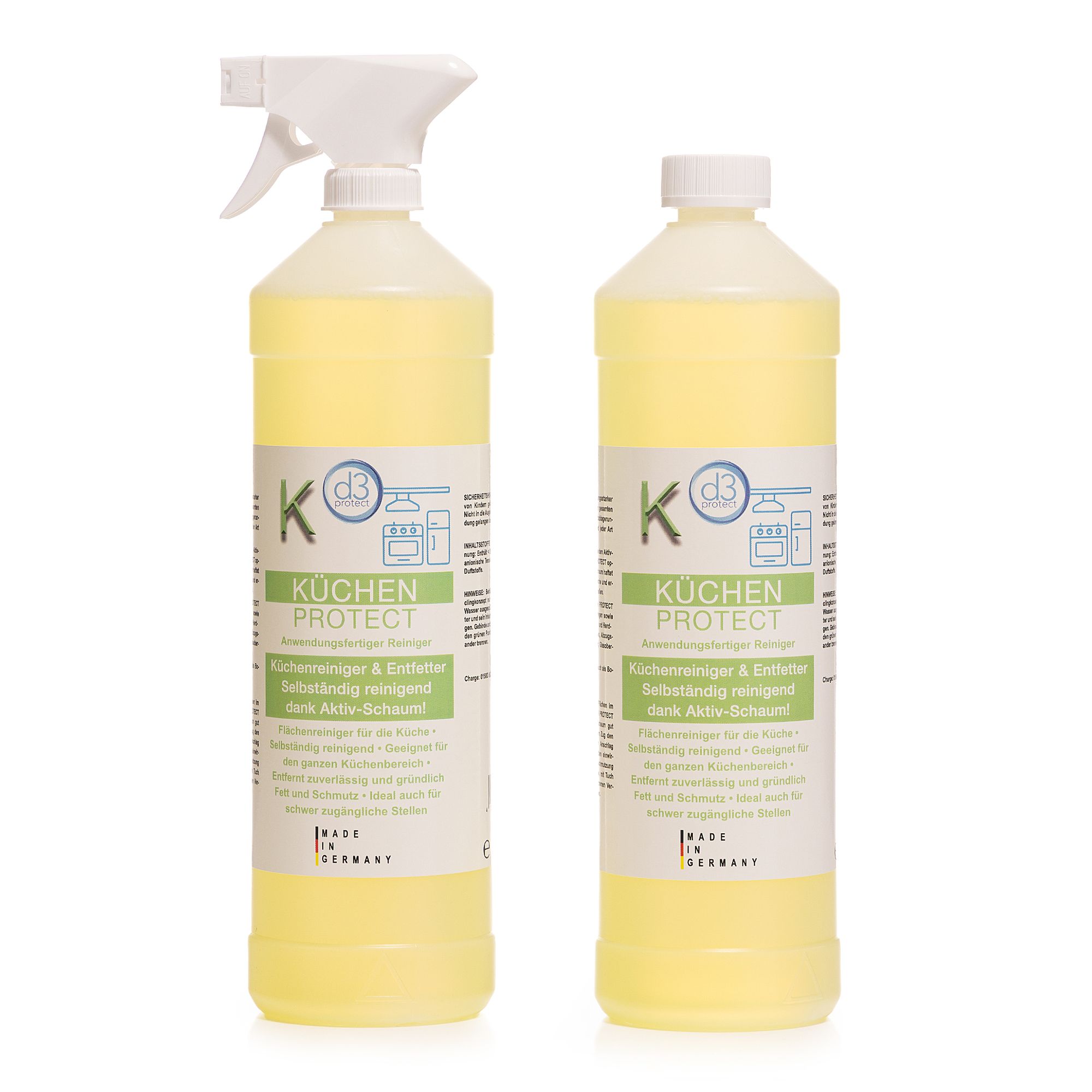 d3 protect® Küchen Protect Reiniger & Entfetter mit Aktiv-Schaum 2x 1l
