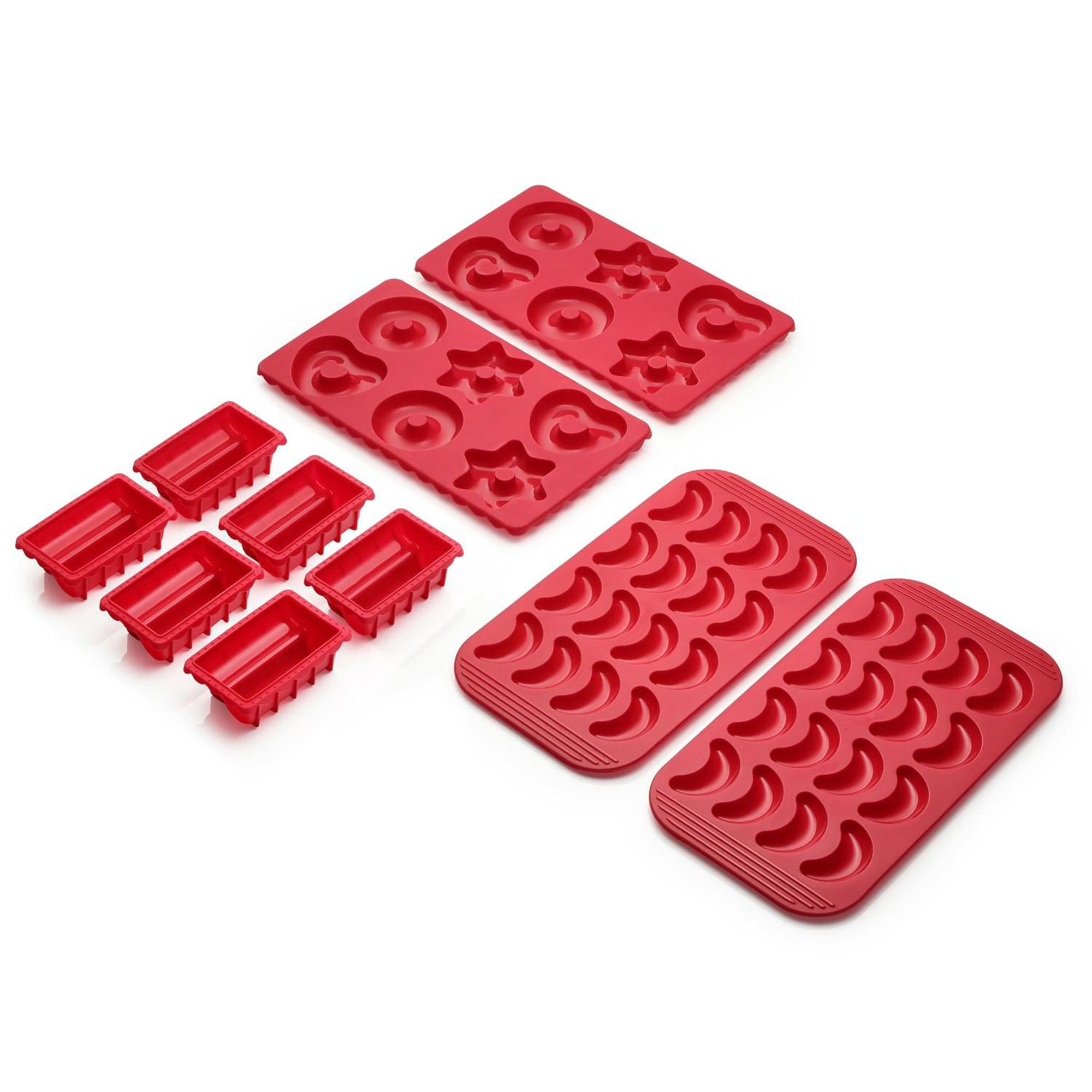 COOLINATO 10tlg. Backformen Set X-Mas Platin Silikon inkl. 4 Rezepte