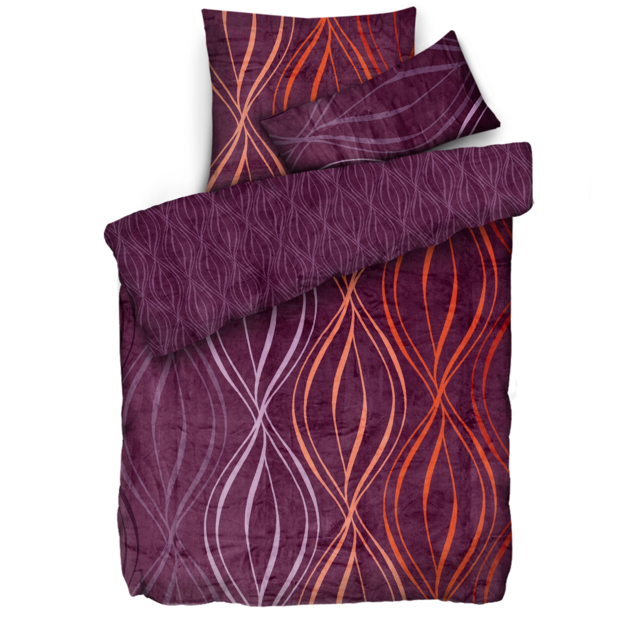 MONT CHALET Wendebettwäsche geschwungene Linien Mikrofaser Chinchilla Einzelbett, 3tlg.