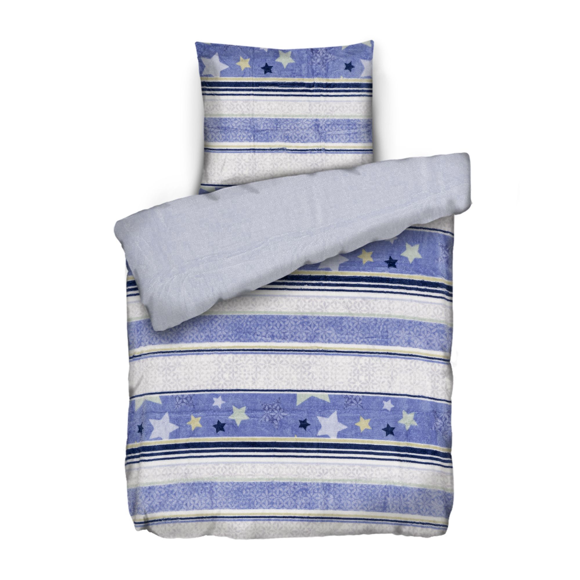 BADIZIO Classic Wendebettwäsche Winterstreifen Mikrofaser Plüsch Einzelbett, 2tlg.