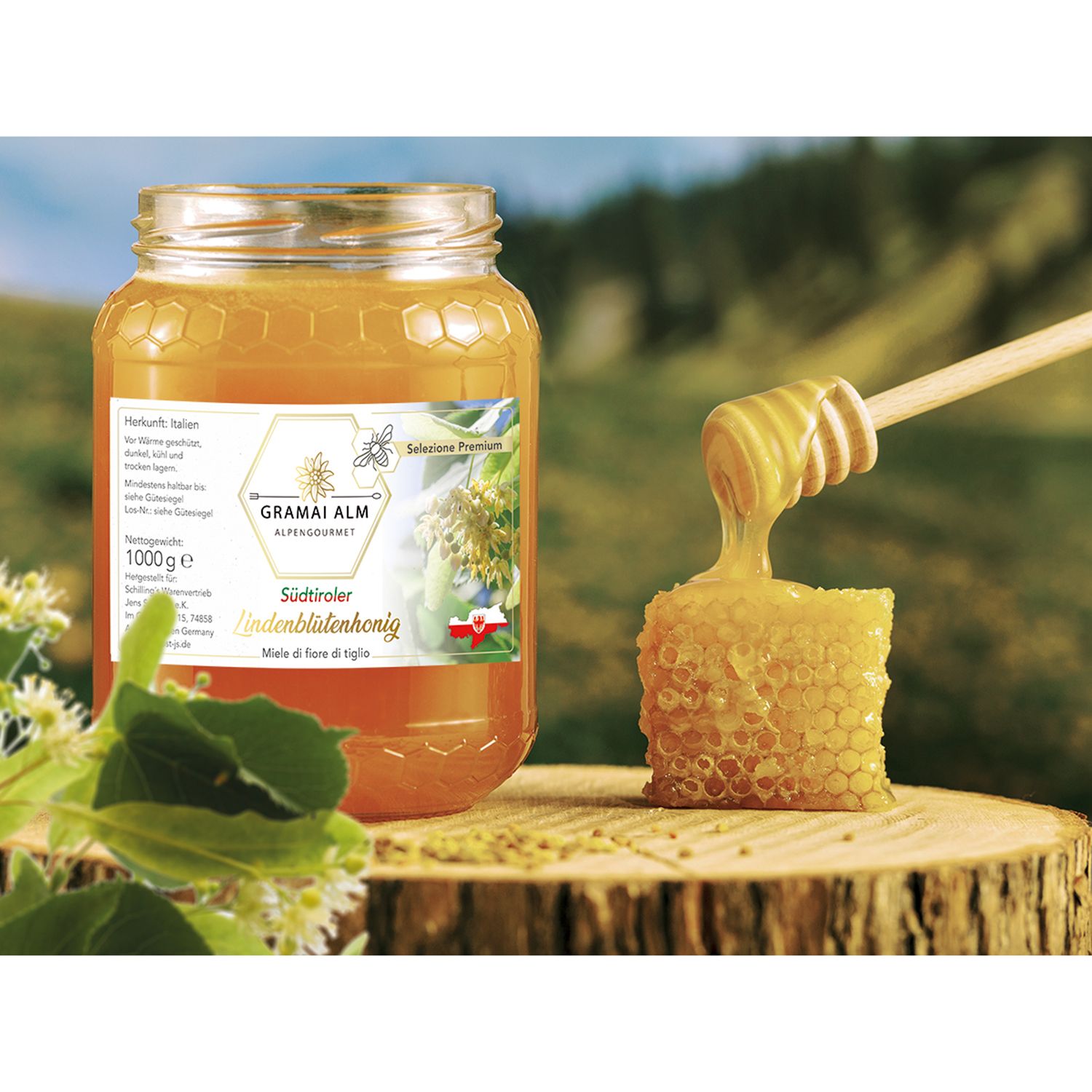 GRAMAI ALM ALPENGOURMET Premium Honig aus Südtirol Inhalt 1.000g