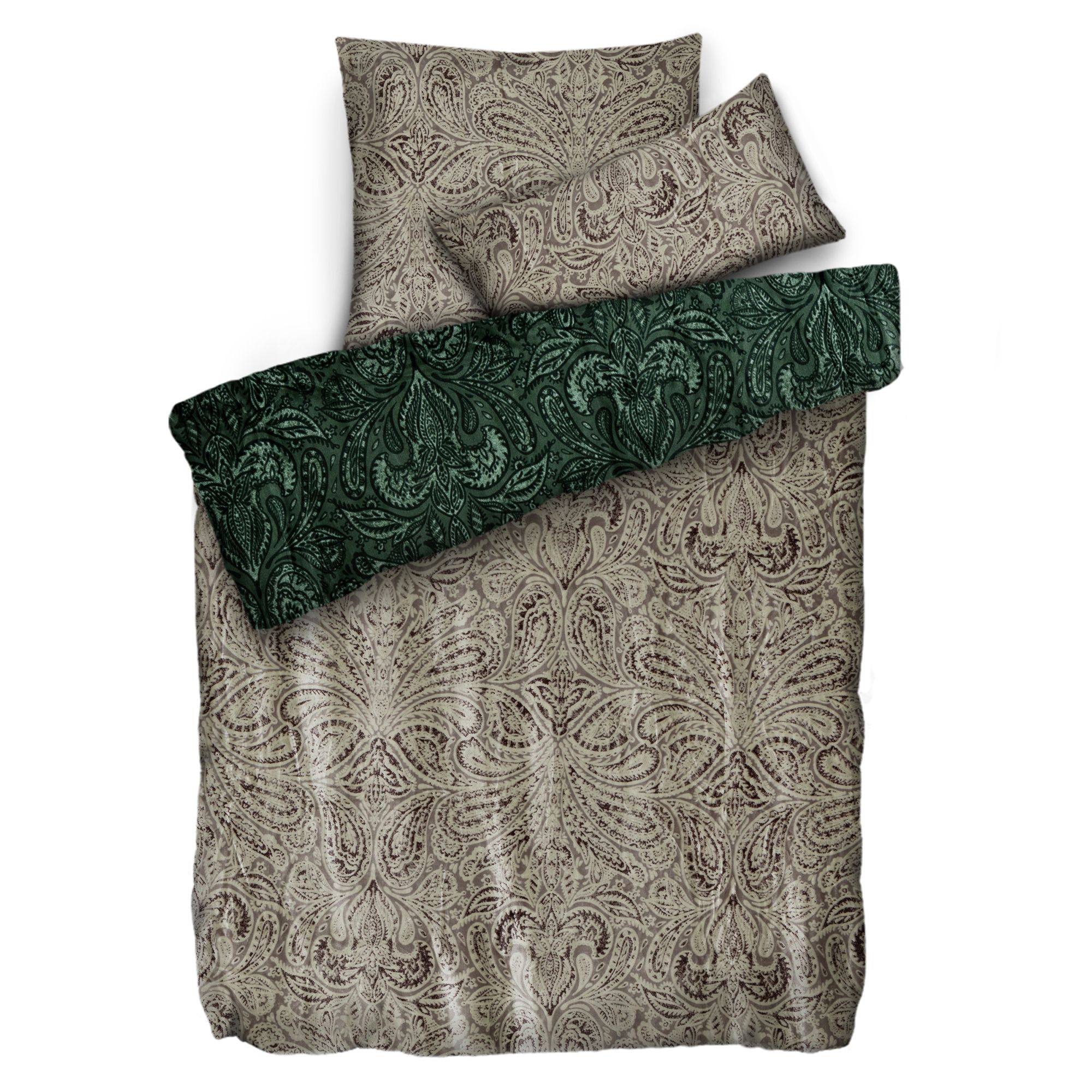 MONT CHALET Wendebettwäsche Paisley-Ornament Mikrfaser Chinchilla Einzelbett, 3tlg.