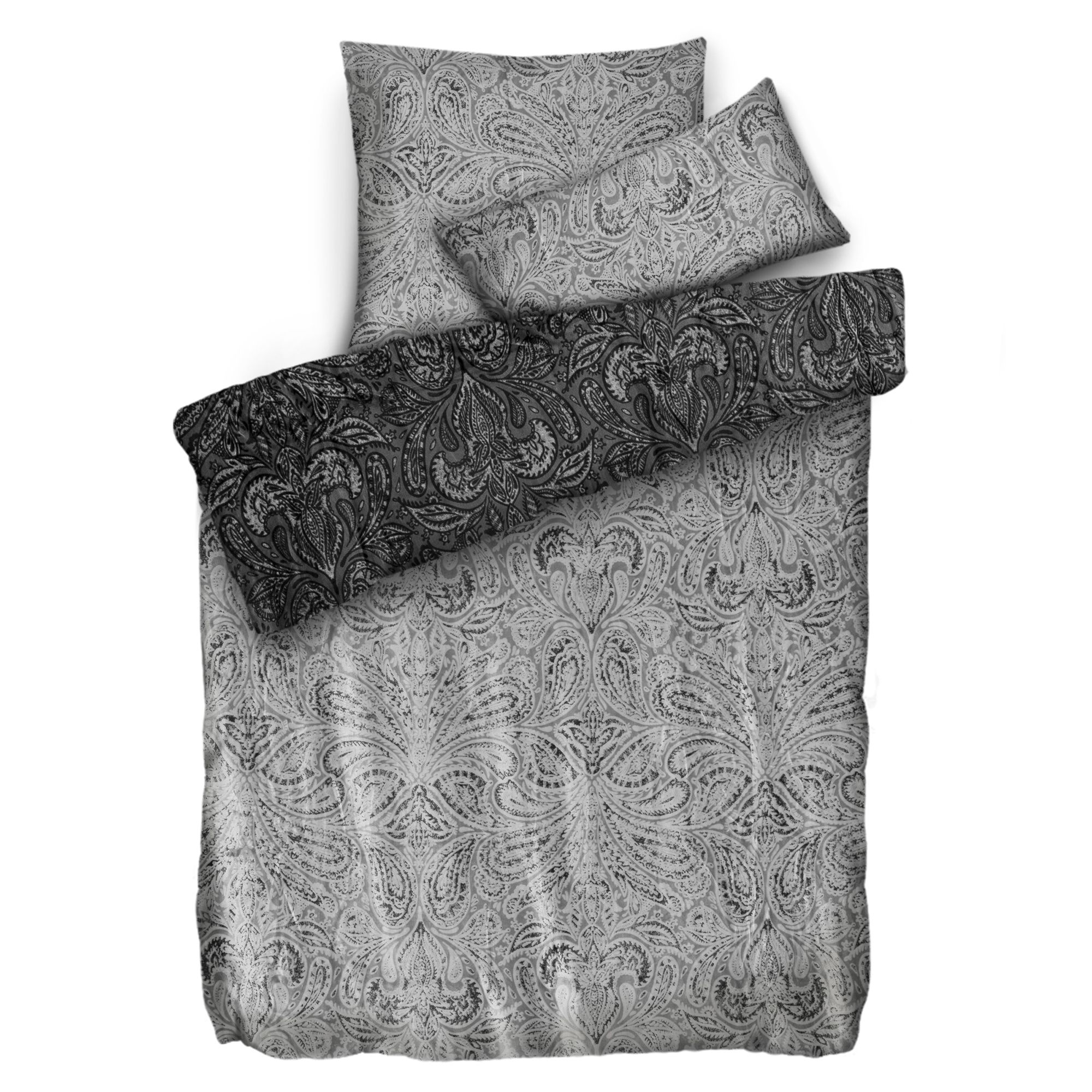 MONT CHALET Wendebettwäsche Paisley-Ornament Mikrfaser Chinchilla Einzelbett, 3tlg.