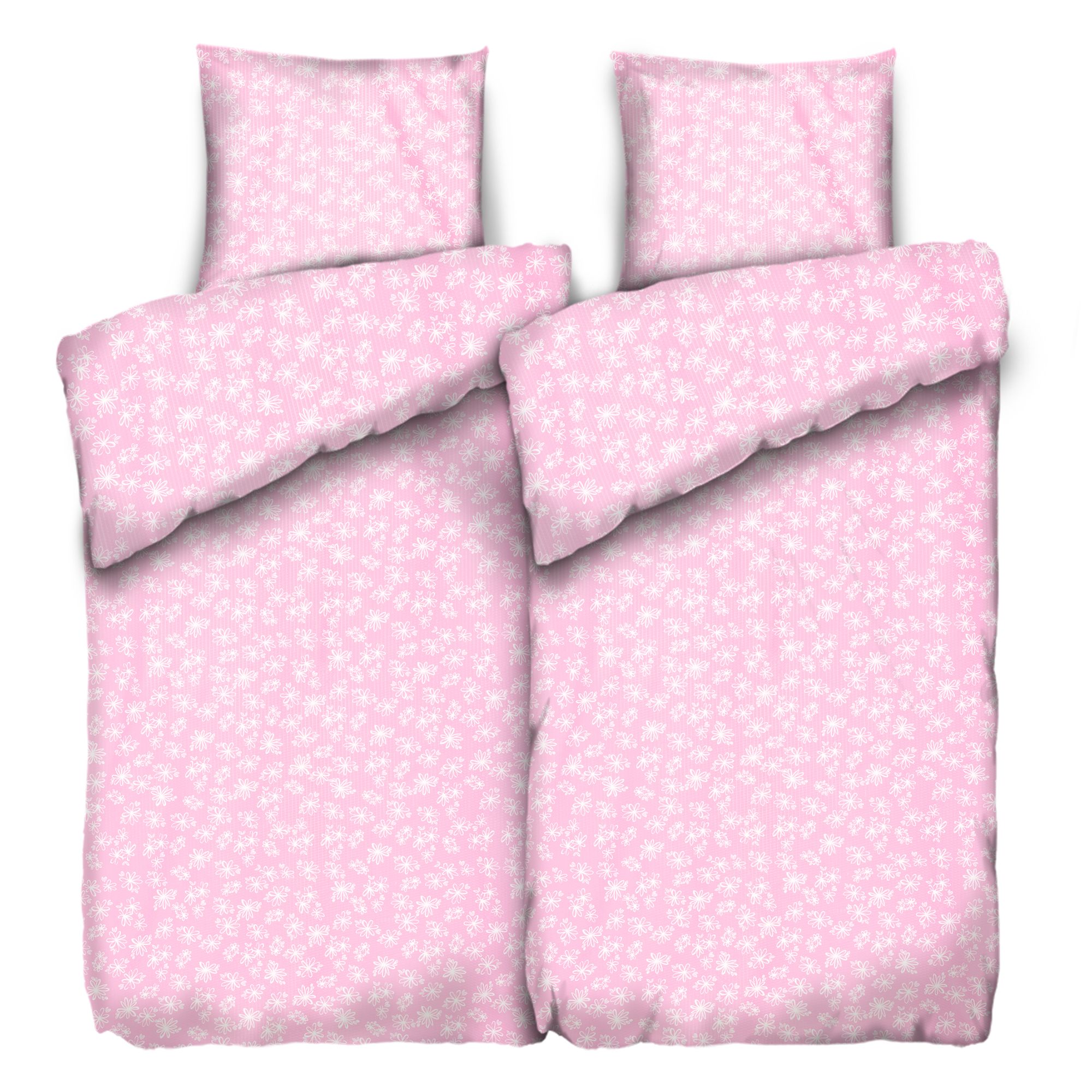 SOFT WAVE Bettwäsche Mini-Blumenmuster Mikrofaser Seersucker Doppelbett, 4tlg.