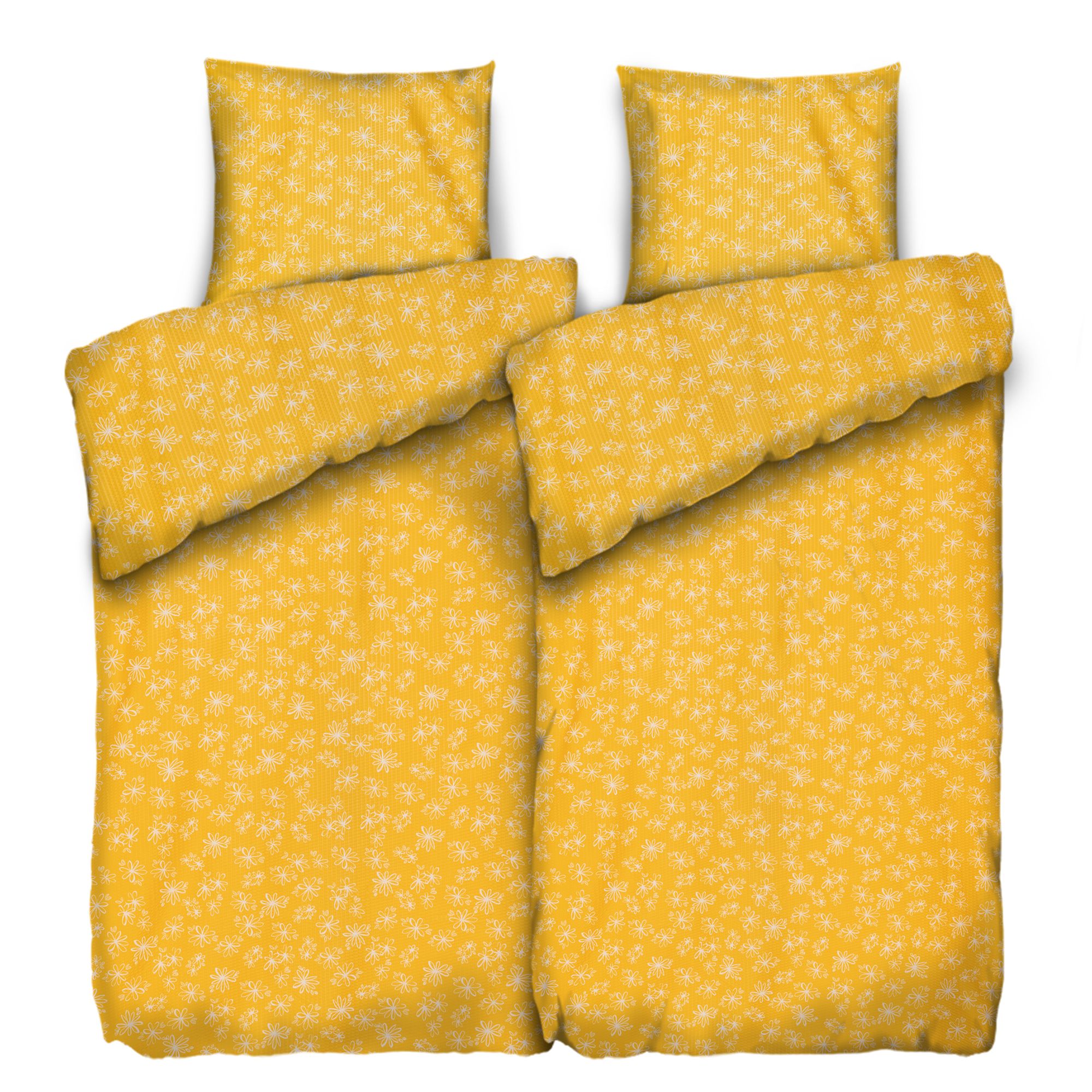 SOFT WAVE Bettwäsche Mini-Blumenmuster Mikrofaser Seersucker Doppelbett, 4tlg.