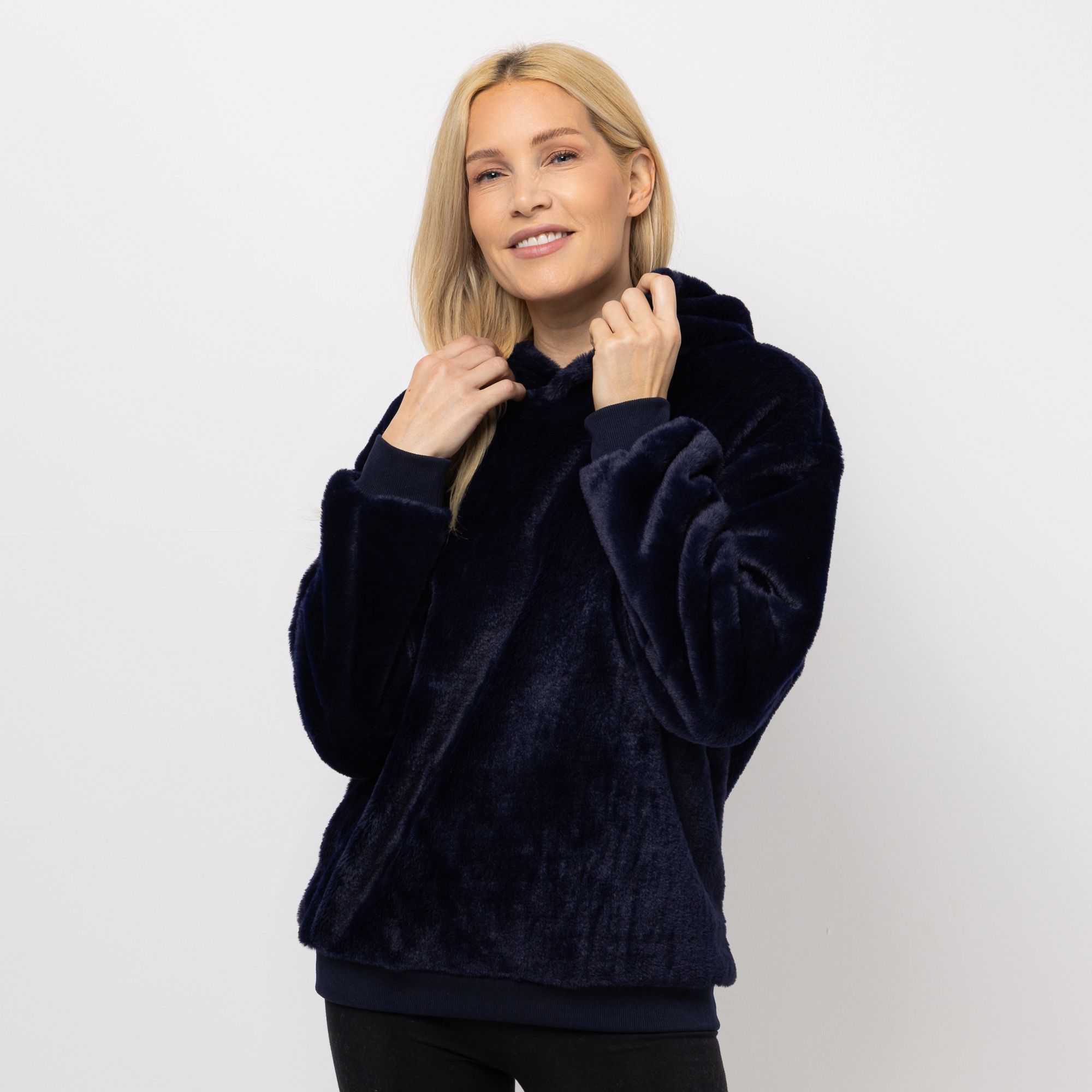 MONT CHALET Damen-Hoodie Fellimitat Mikrofaser Oversized