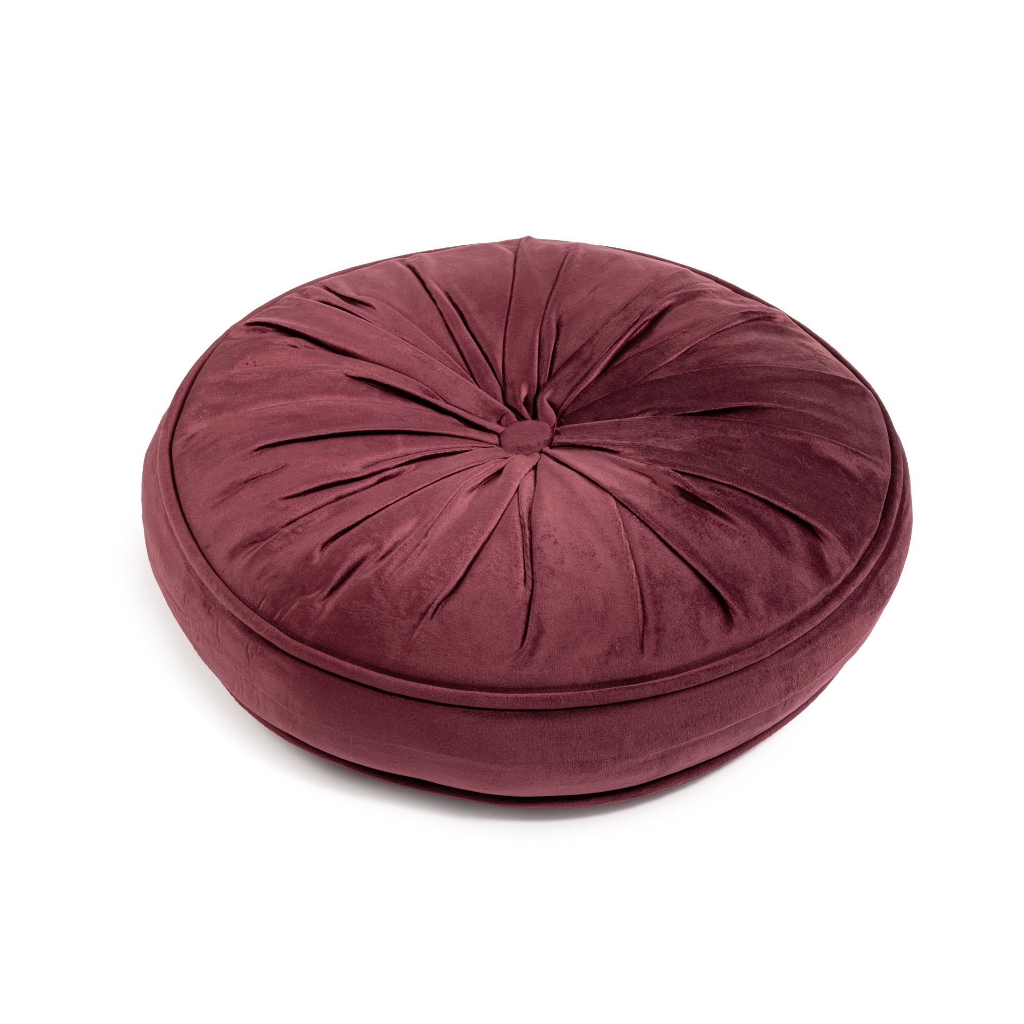 MONT CHALET 1 gefülltes Kissen gerafft Samtfell rund, Ø 34cm,Höhe 8cm