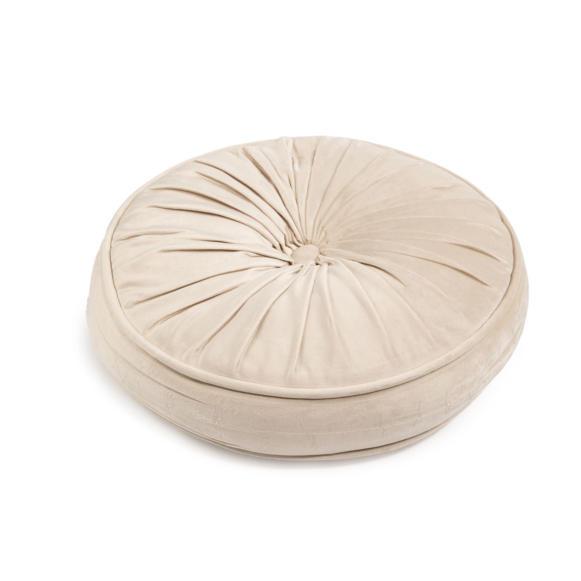 MONT CHALET 1 gefülltes Kissen gerafft Samtfell rund, Ø 34cm,Höhe 8cm