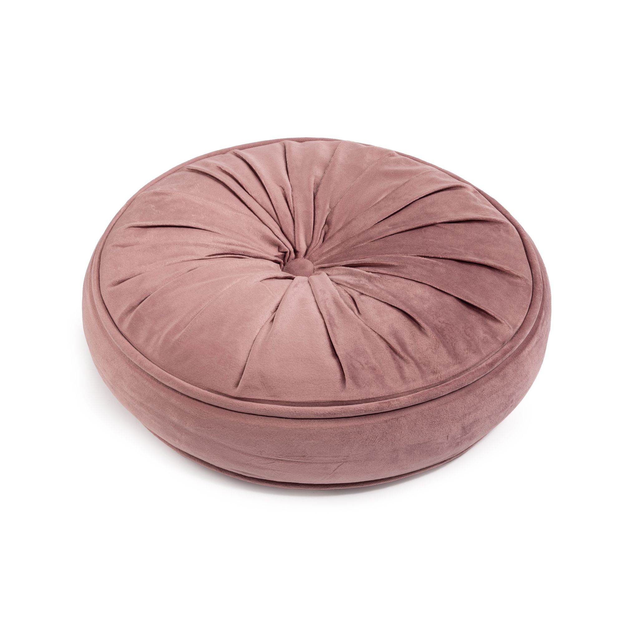 MONT CHALET 1 gefülltes Kissen gerafft Samtfell rund, Ø 34cm,Höhe 8cm