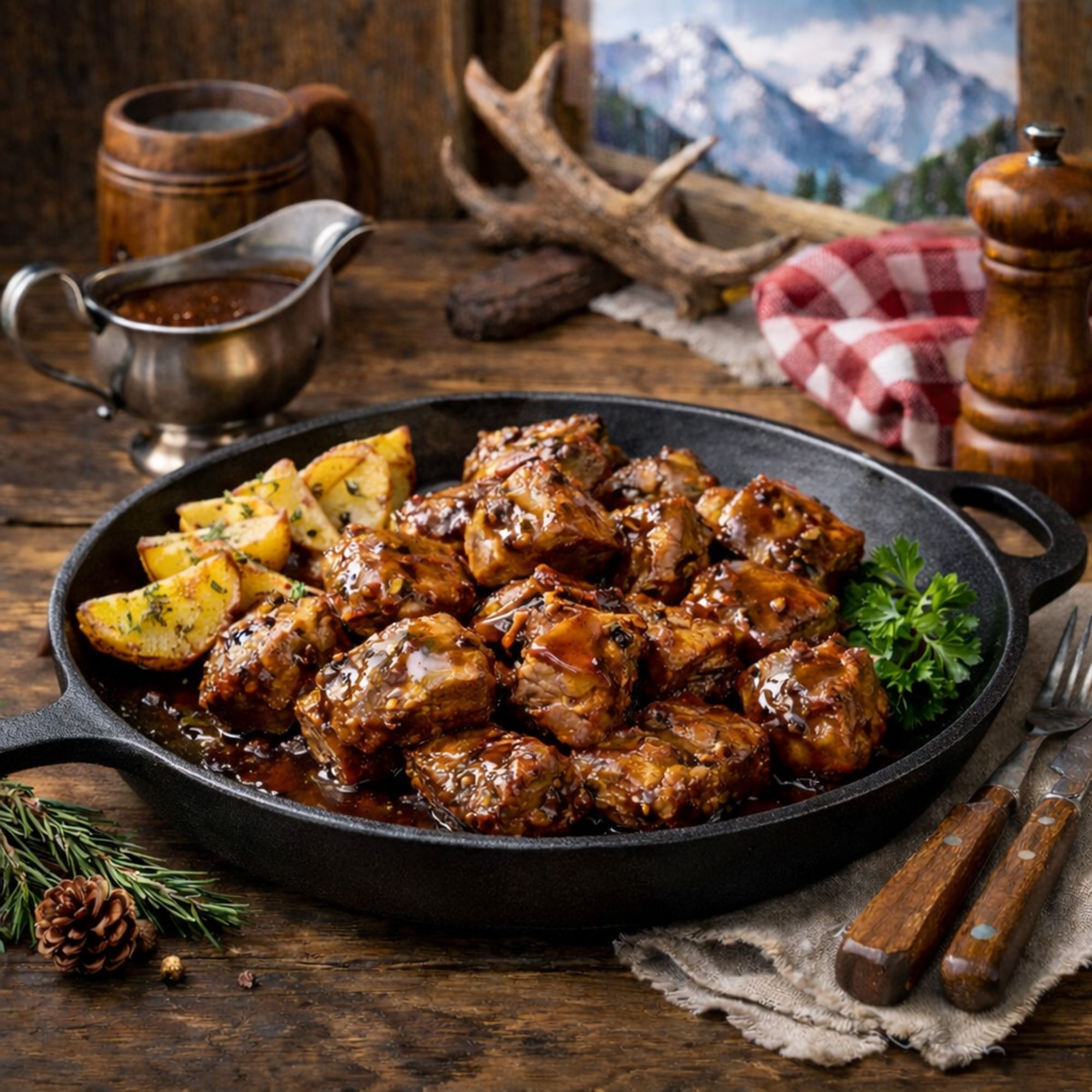 GRAMAI ALM Meraner Haxenpfanne mit Soße exklusiv bei QVC Inhalt 1.390g