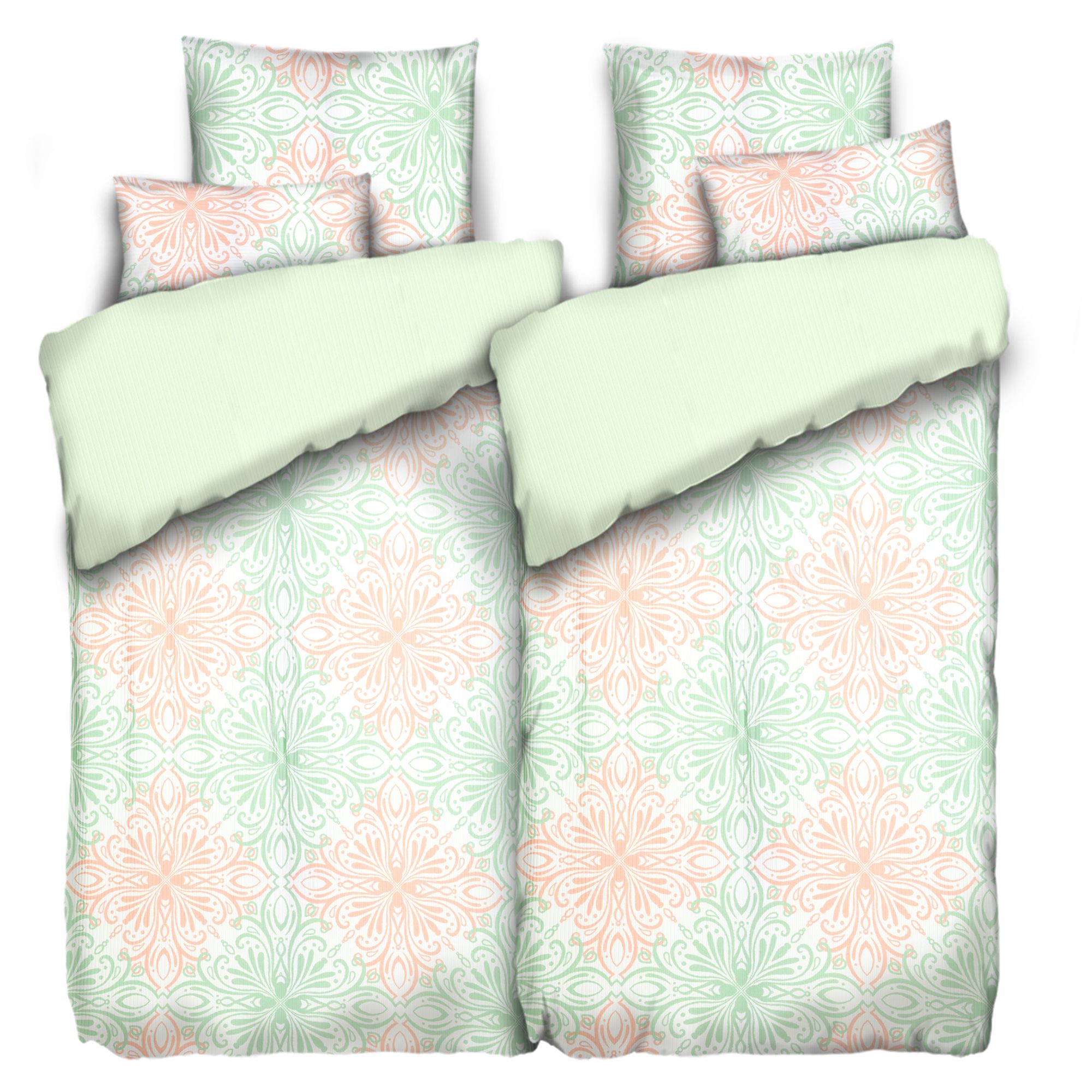 JERYMOOD Rib-Jersey Wendebettwäsche Ornamente Mikrofaser Jersey Doppelbett, 6tlg.