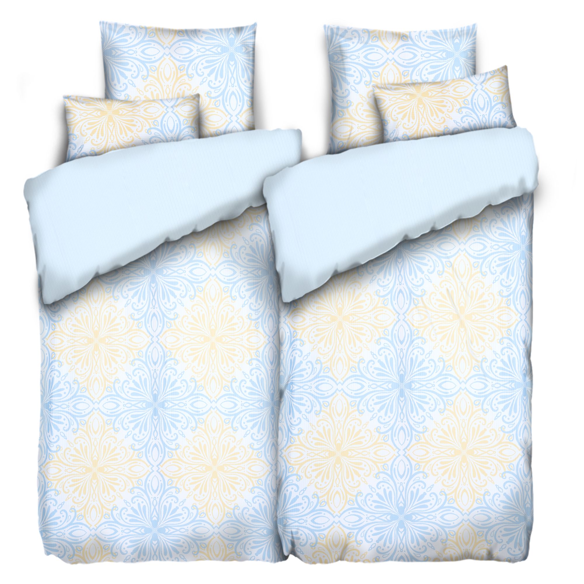 JERYMOOD Rib-Jersey Wendebettwäsche Ornamente Mikrofaser Jersey Doppelbett, 6tlg.