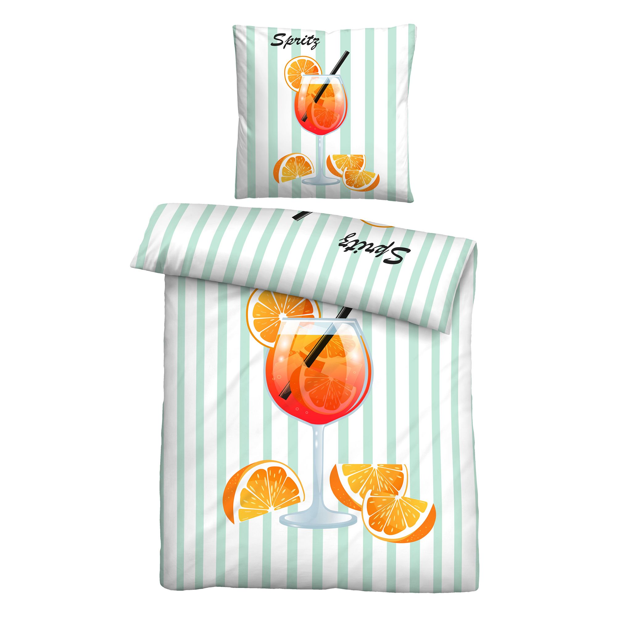 biberna® Bettwäsche Längsstreifen Mako-Satin Einzelbett, 2tlg.