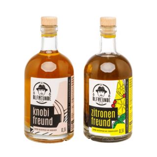 DIE ÖLFREUNDE Kräuter- & Gewürzöl 1x Knoblauch Öl und 1x Zitronen Öl Inhalt je 500ml