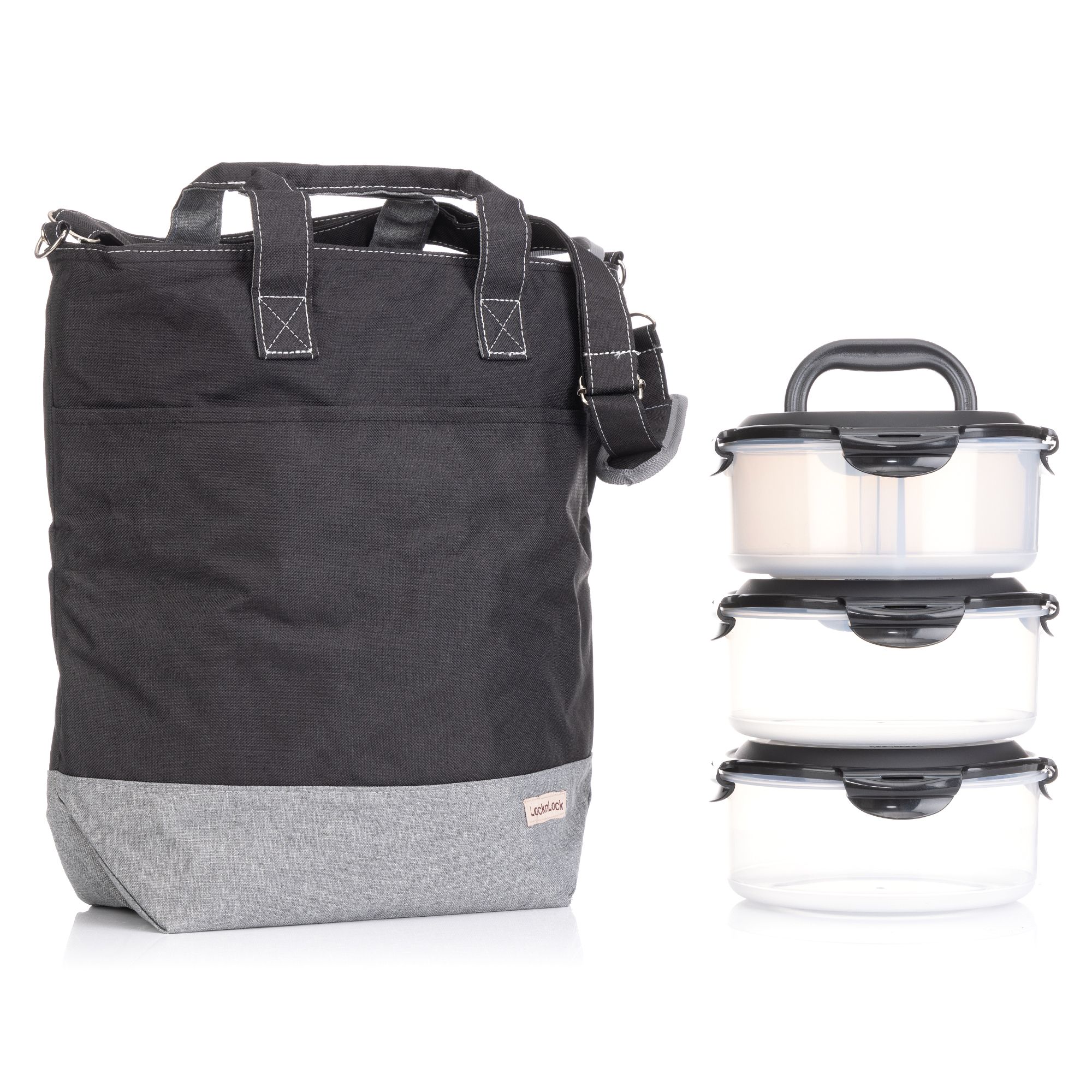 LocknLock 3 Frischhaltedosen mit Tragegriffen inkl. Kühltasche je 2,1L Volumen