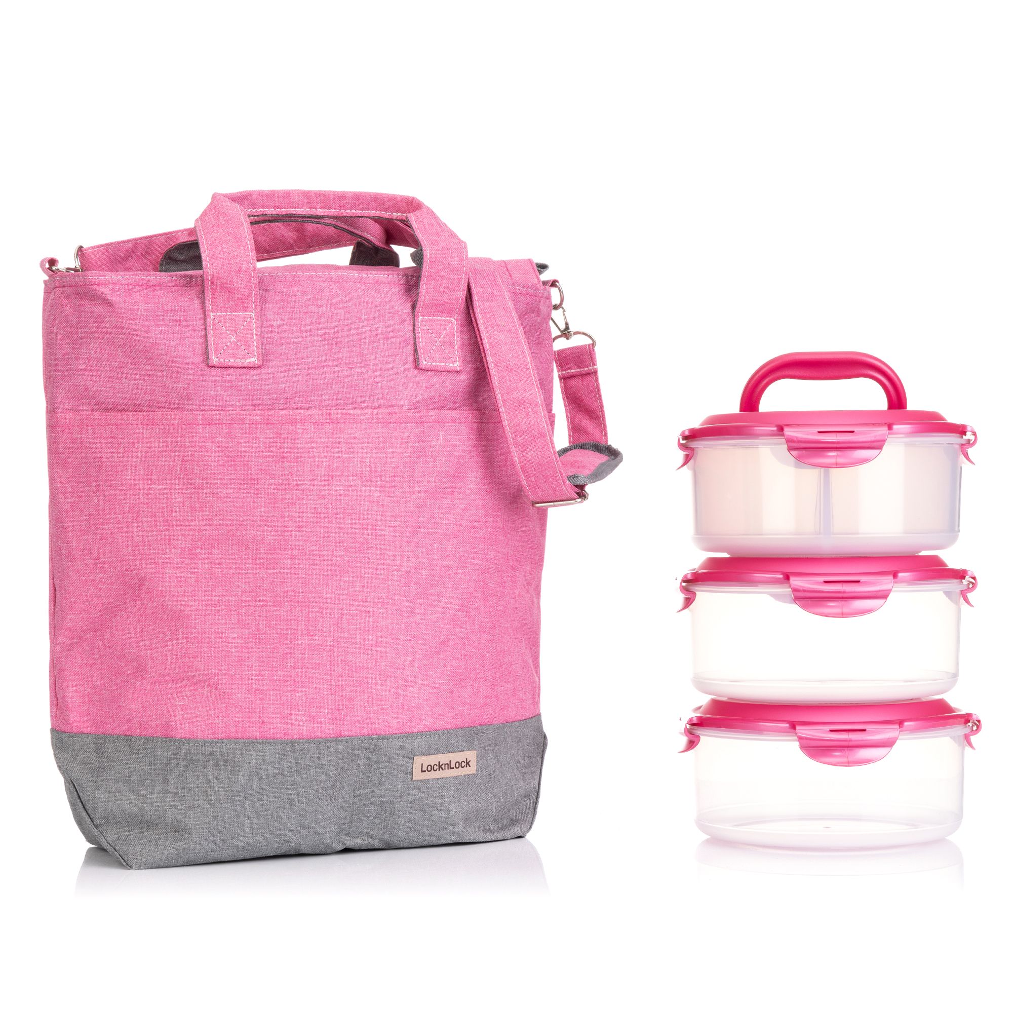 LocknLock 3 Frischhaltedosen mit Tragegriffen inkl. Kühltasche je 2,1L Volumen