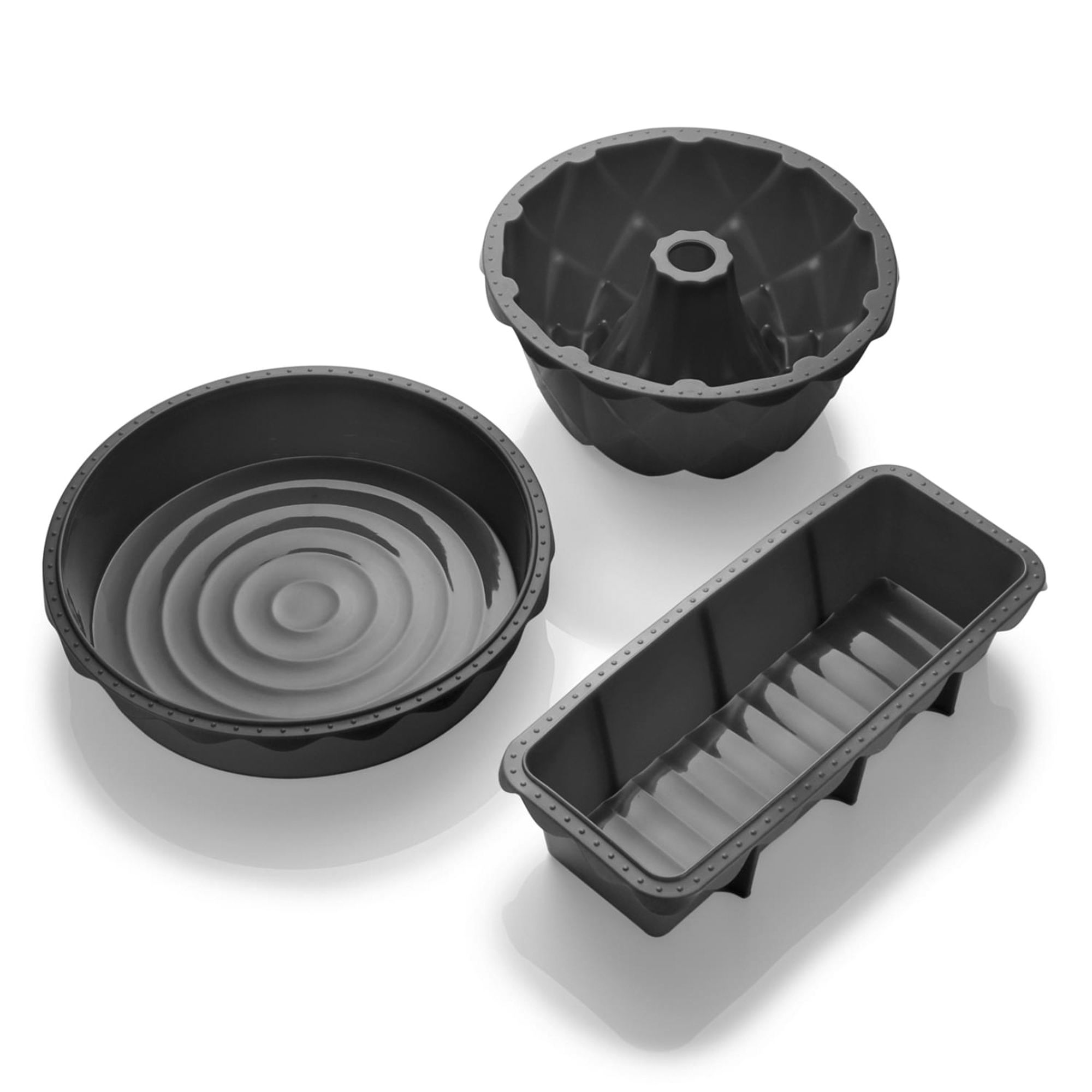 COOLINATO 3tlg. Backformen Set Platin Silikon bis 230°C inkl. 4 Rezepte