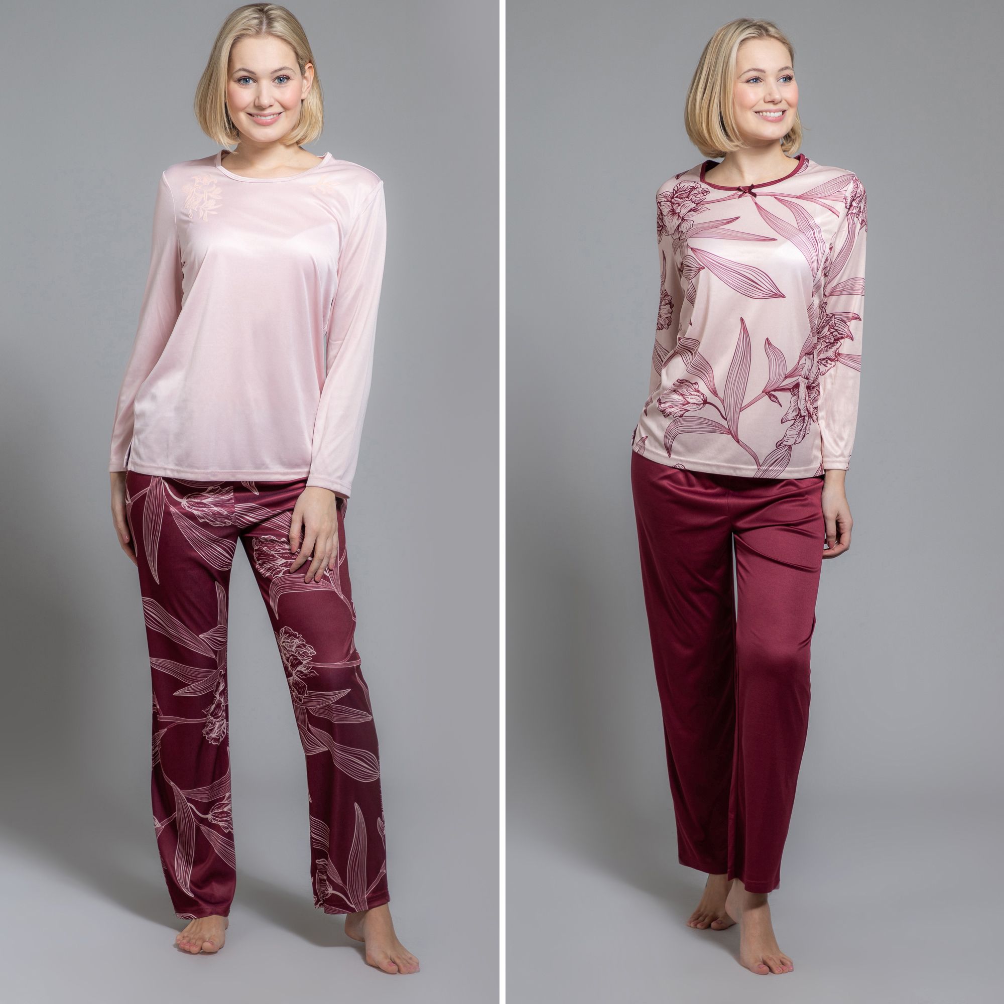 B-Ware LITTLE ROSE 2 Pyjamas, 1/1-Länge Mikrofaser floraler Druck
