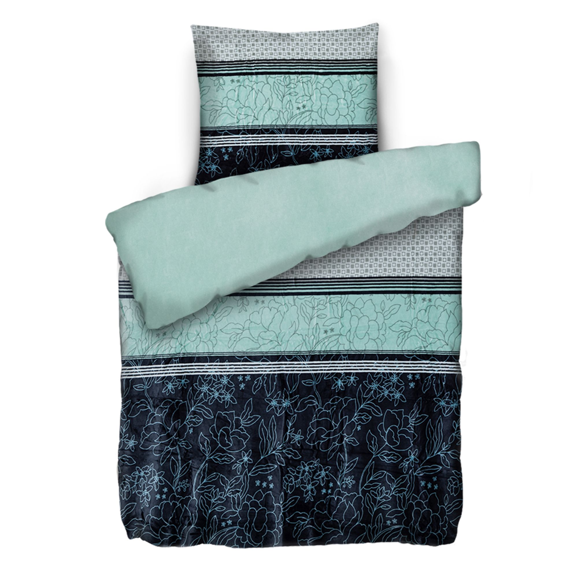 MONT CHALET Wendebettwäsche Blumengrafik Mikrofaser Chinchilla Einzelbett, 2tlg.