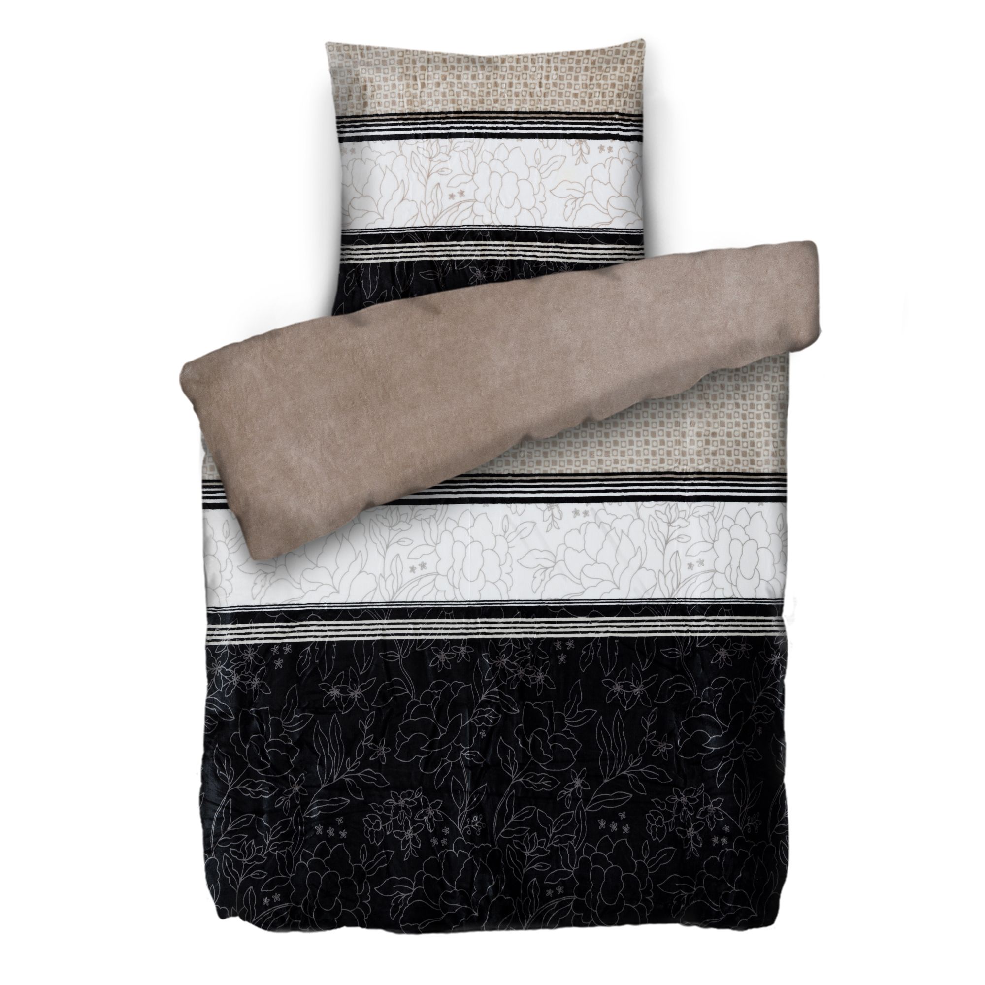 MONT CHALET Wendebettwäsche Blumengrafik Mikrofaser Chinchilla Einzelbett, 2tlg.