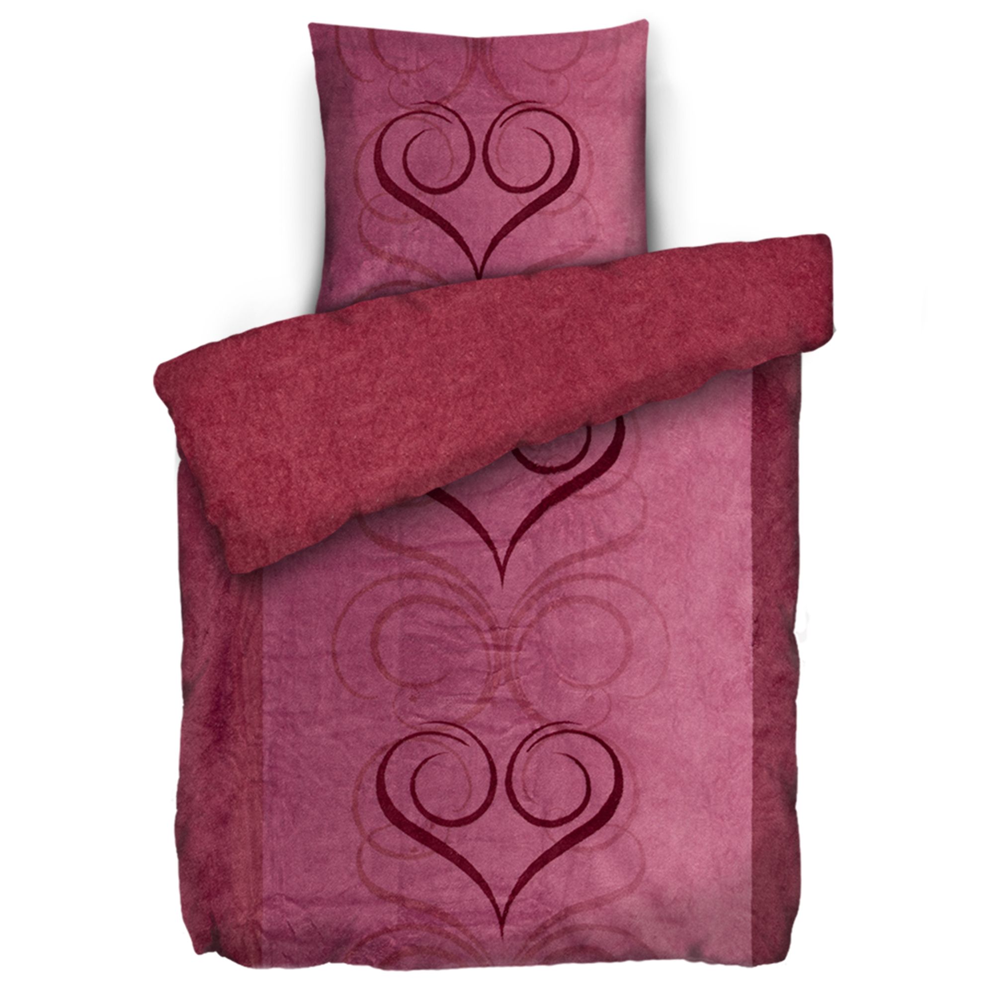 BADIZIO Classic Wendebettwäsche Herzen Mikrofaser Plüsch Einzelbett, 2tlg.
