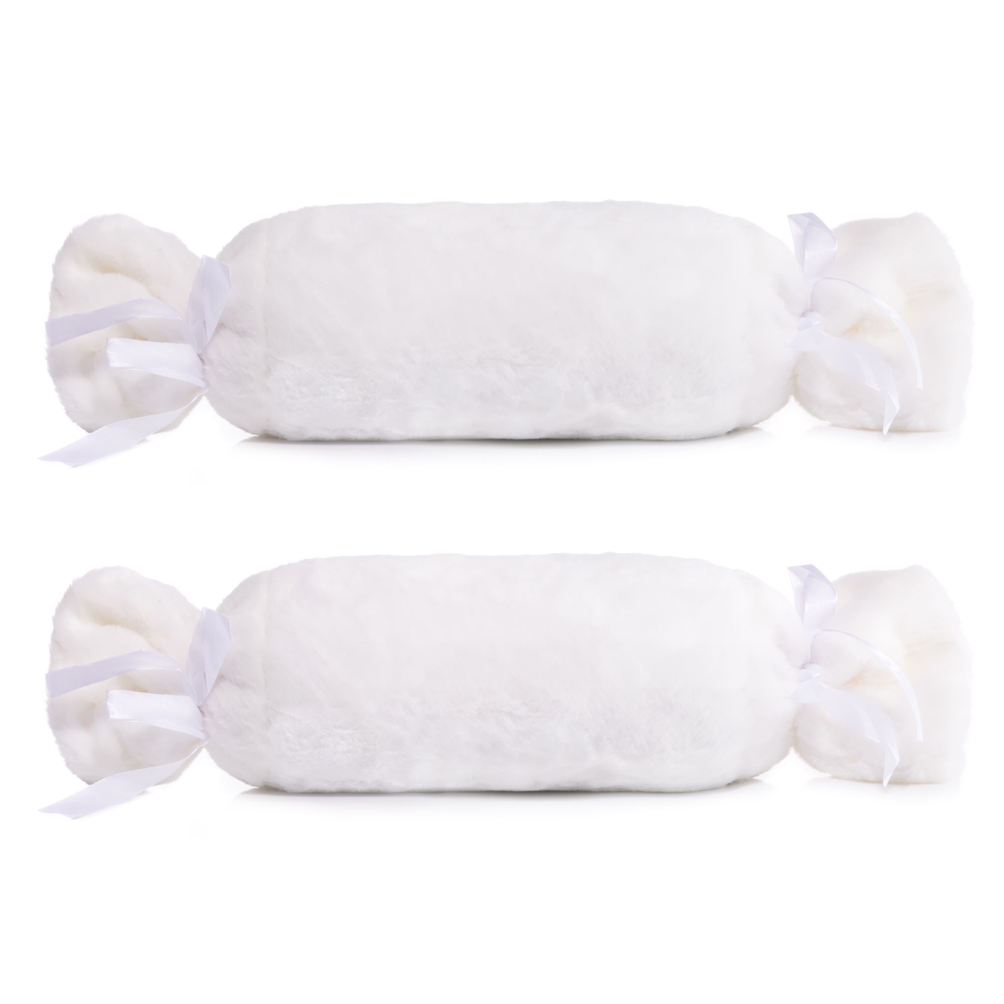 MONT CHALET 2 gef. Nackenrollen inkl. Satinschleifen Lammfellimitat, uni waschbar, 15x54cm