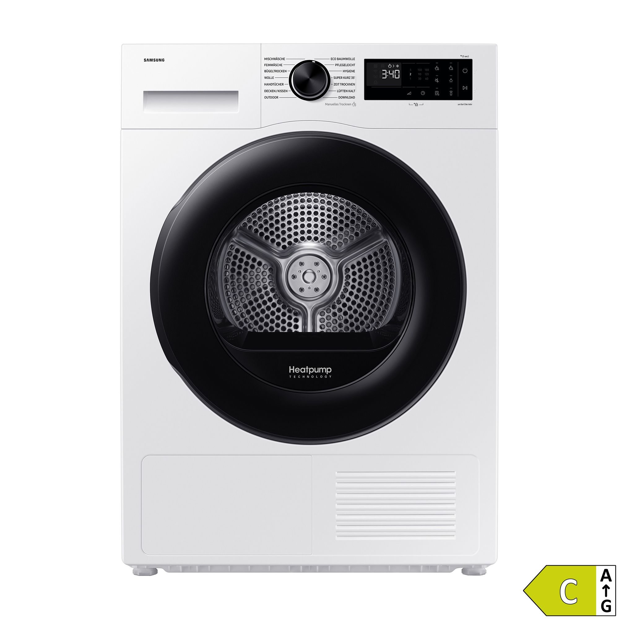 SAMSUNG Wärmepumpentrockner 9kg, EEK C, WiFi Smart Things App Air Refresh, Energieeffizienzklasse C