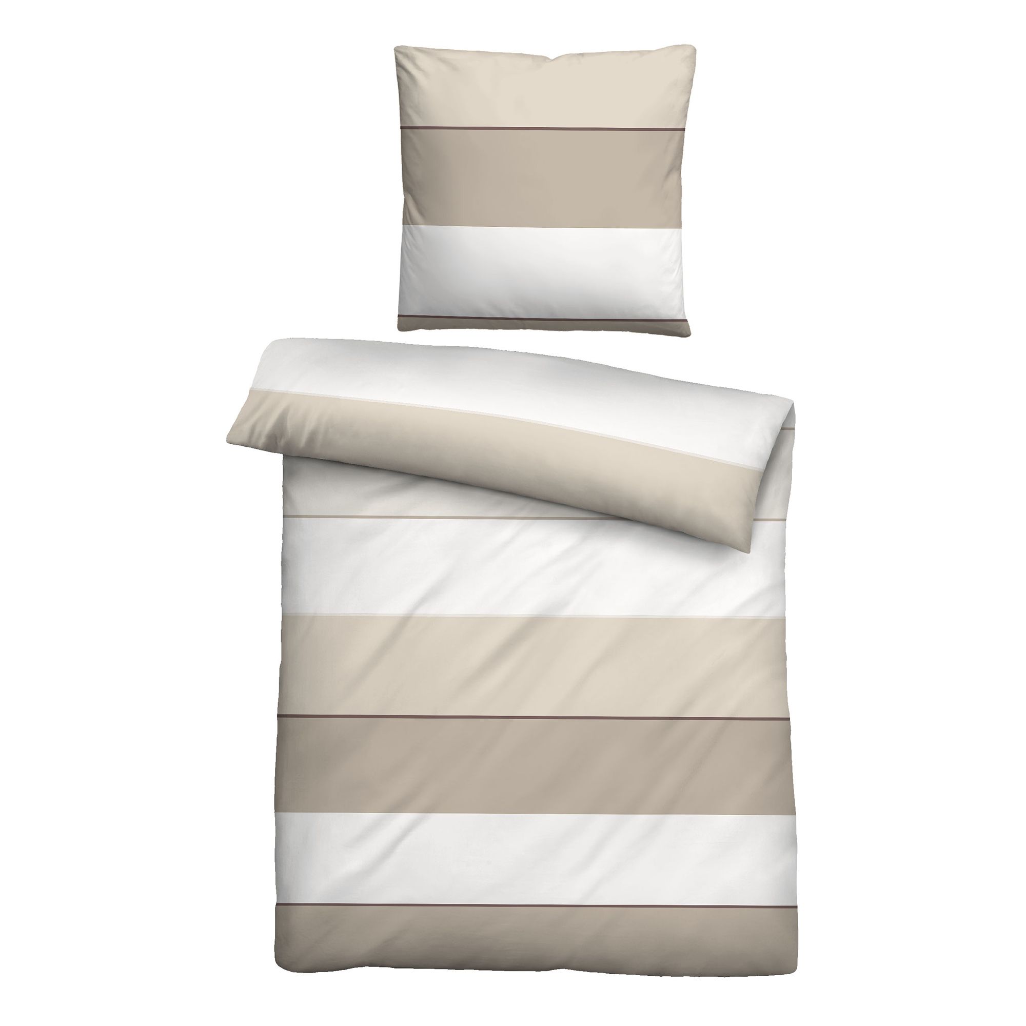 biberna® Bettwäsche Blockstreifen Mako-Satin Einzelbett, 2tlg.