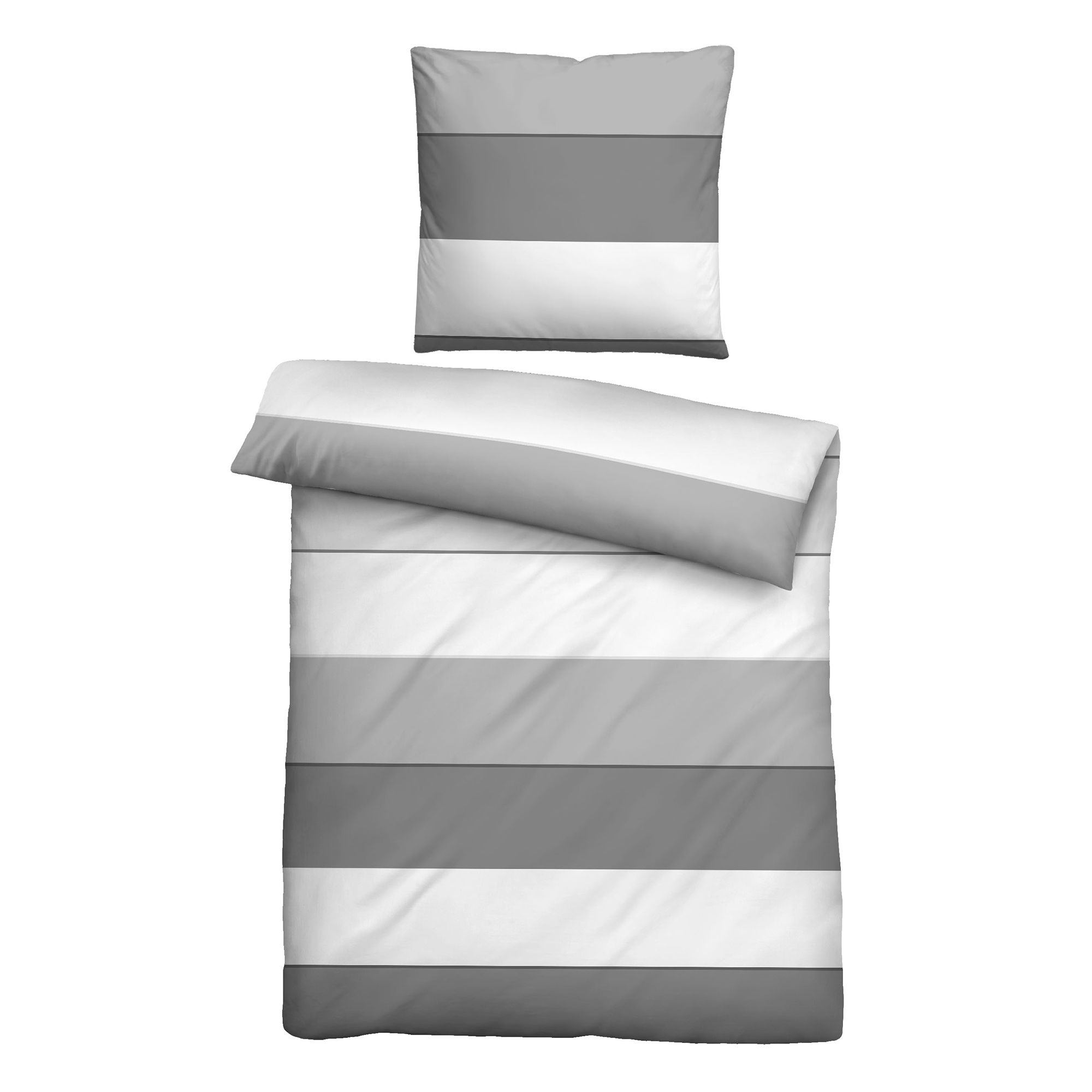 biberna® Bettwäsche Blockstreifen Mako-Satin Einzelbett, 2tlg.