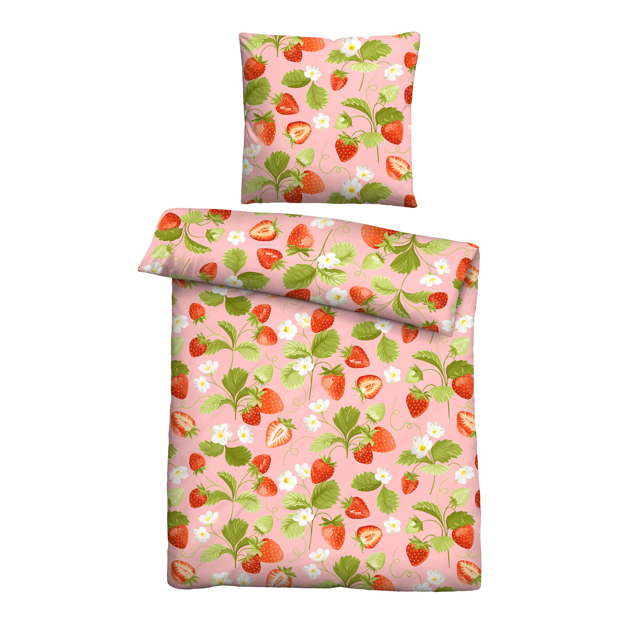 Castell® Bettwäsche Erdbeeren Baumwoll Renforcé Einzelbett, 2tlg.