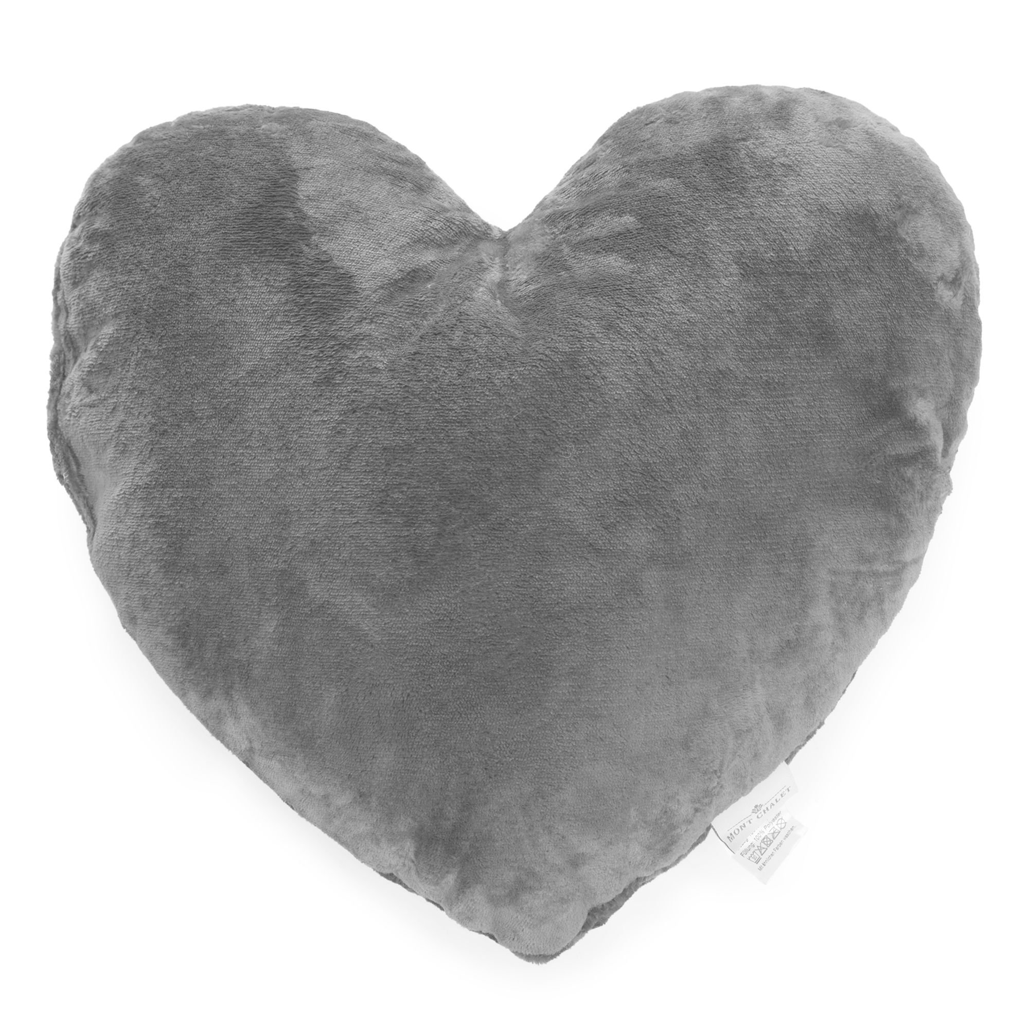 MONT CHALET gefülltes Herzkissen uni Mikrofaser Chinchilla waschbar, 40x45cm