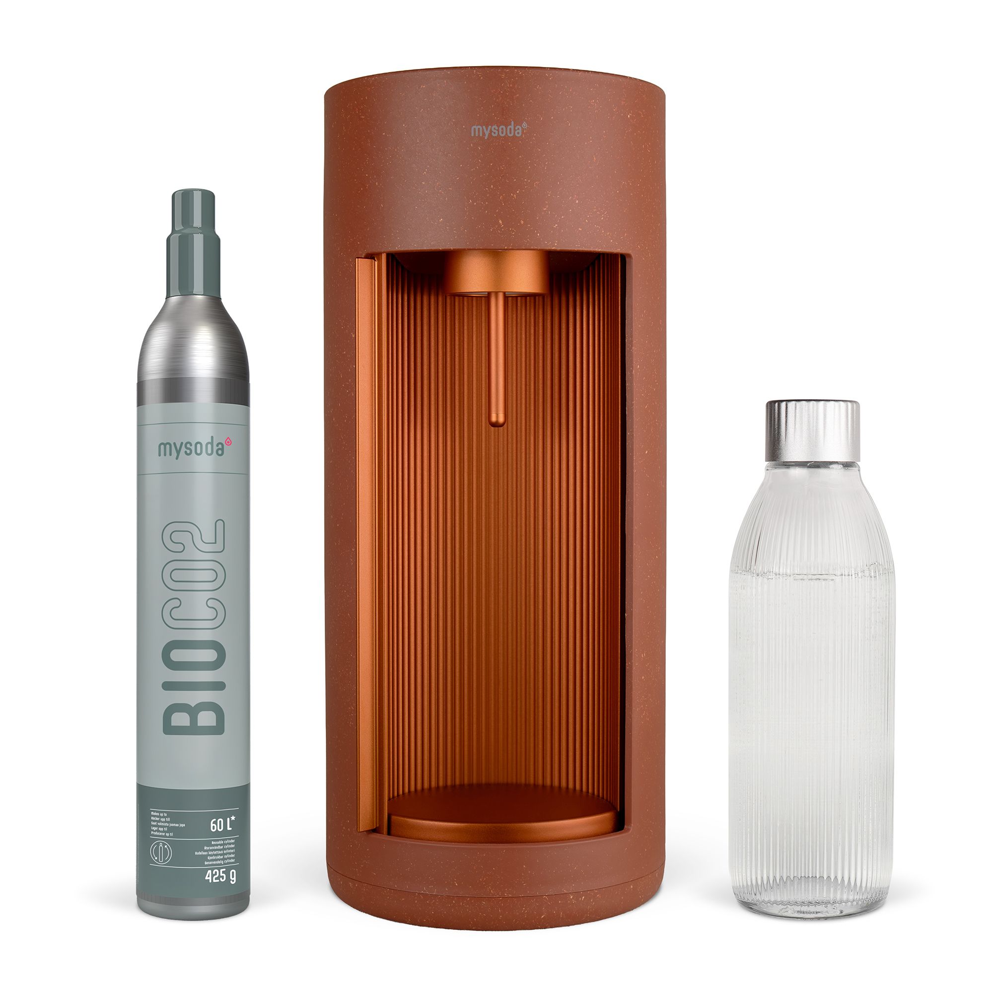 MYSODA Glassy Wassersprudler inkl. Glasfalsche und CO2-Zylinder