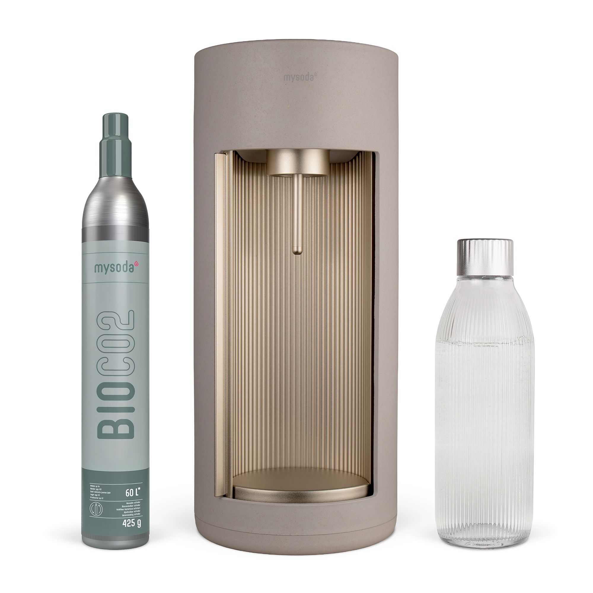 MYSODA Glassy Wassersprudler inkl. Glasfalsche und CO2-Zylinder