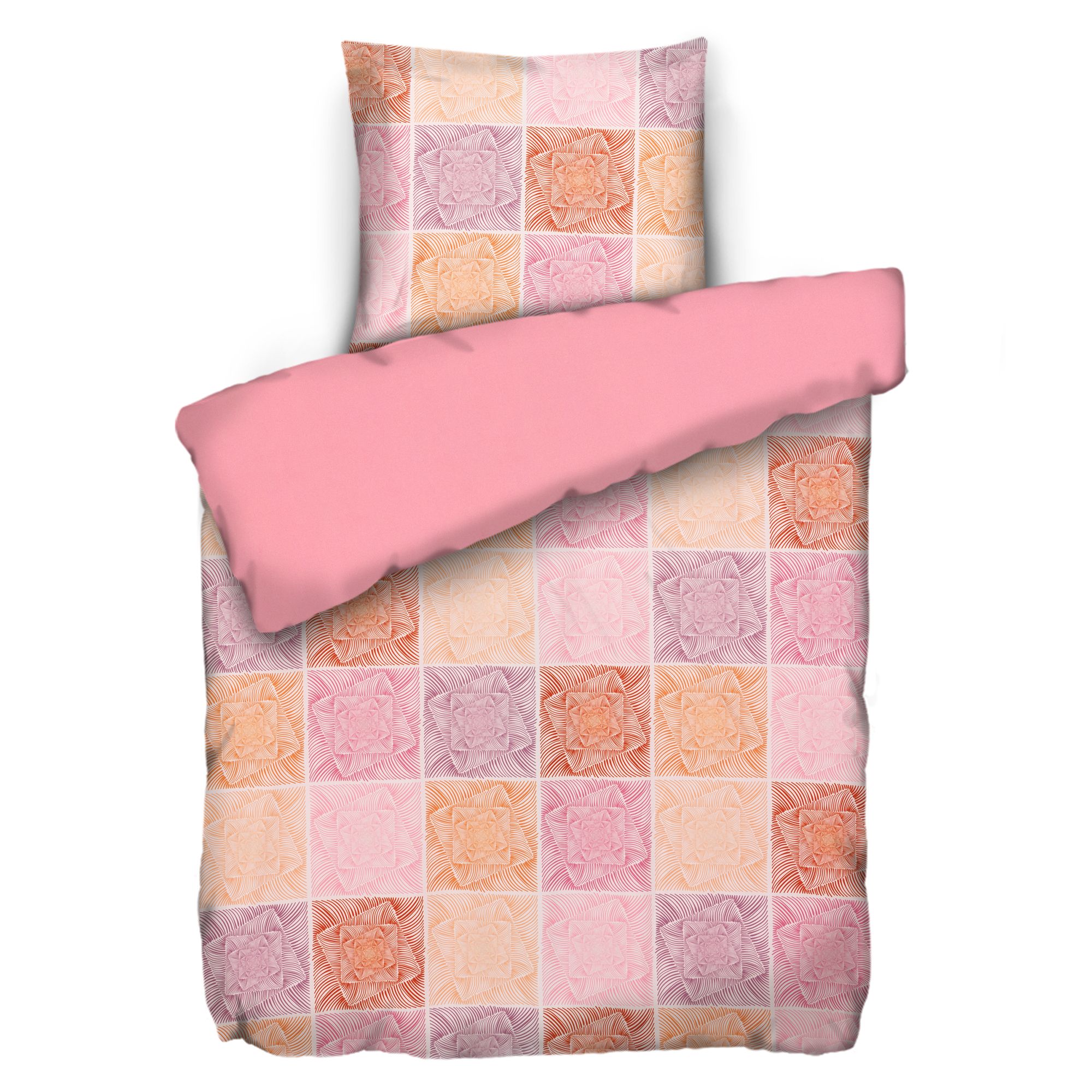 JERYMOOD Wendebettwäsche Grafik aus Quadraten Mikrofaser Jersey Einzelbett, 2tlg.